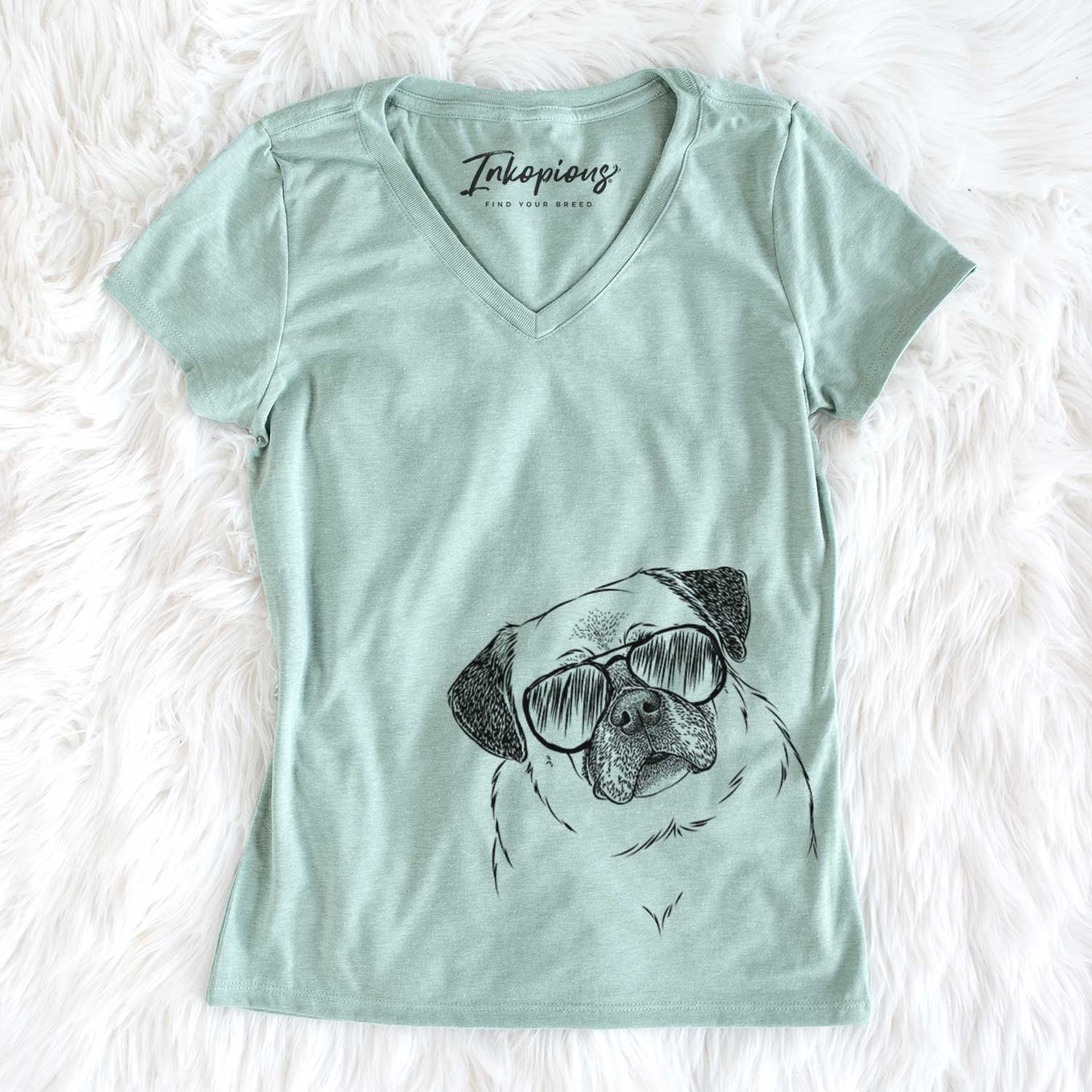 Aviator Zoey the Pug - Women's V-neck Shirt