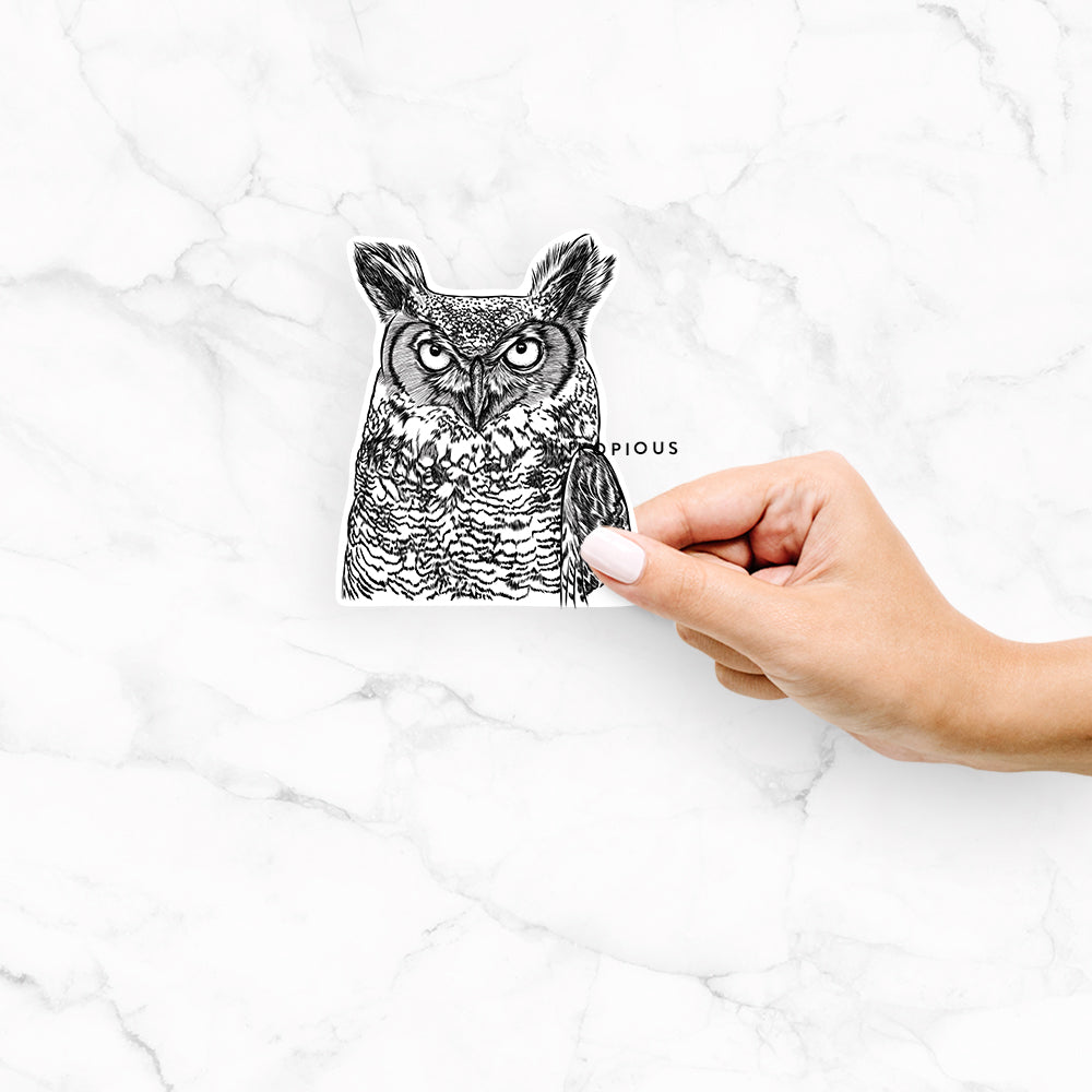 Ozwald the Grey Horned Owl - Decal Sticker