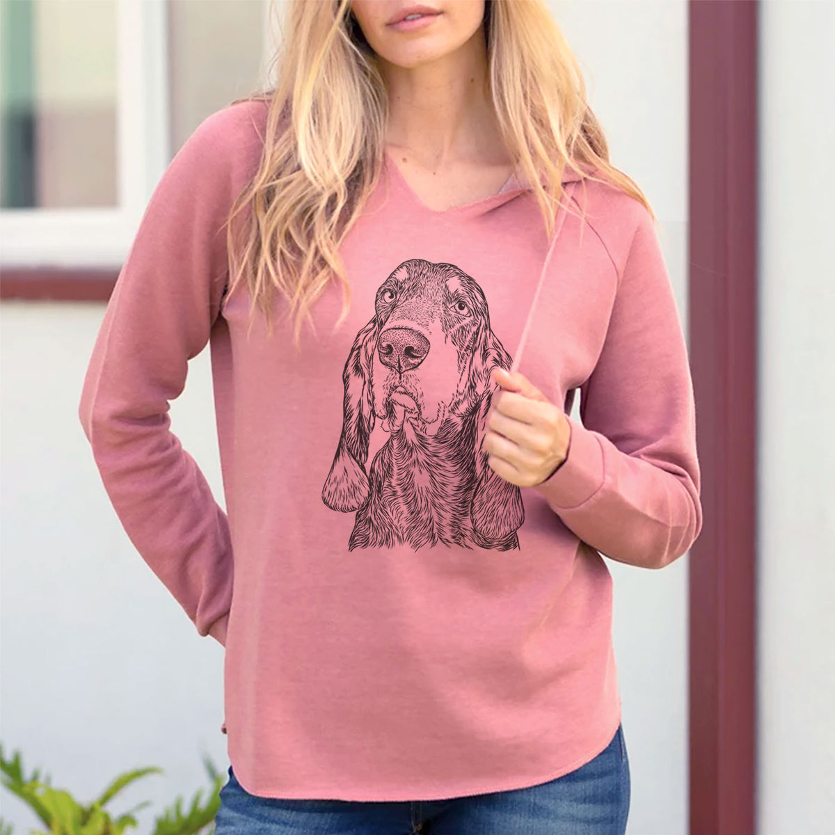 Stu the Black and Tan Coonhound - Cali Wave Hooded Sweatshirt