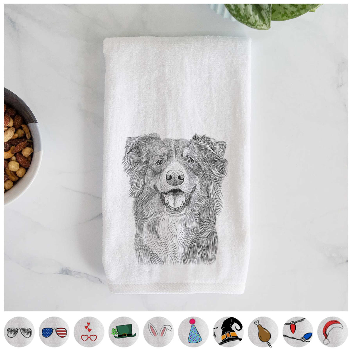 Aussie Parker the Australian Shepherd Decorative Hand Towel