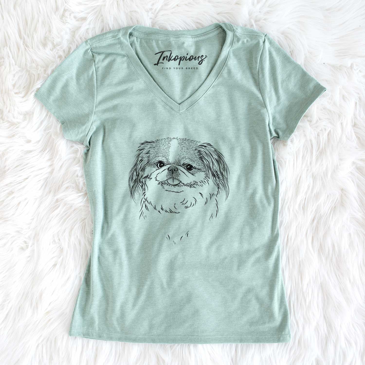 Bare Abra Bean the Pekingese - Women's V-neck Shirt