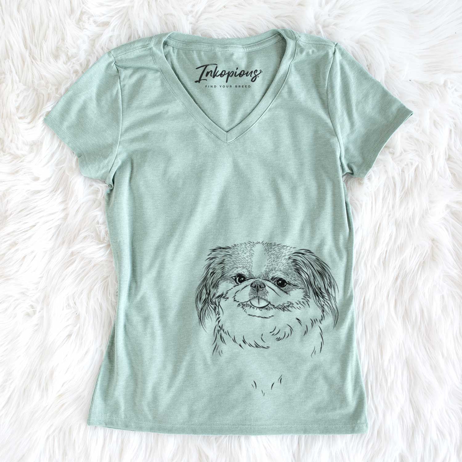 Bare Abra Bean the Pekingese - Women's V-neck Shirt