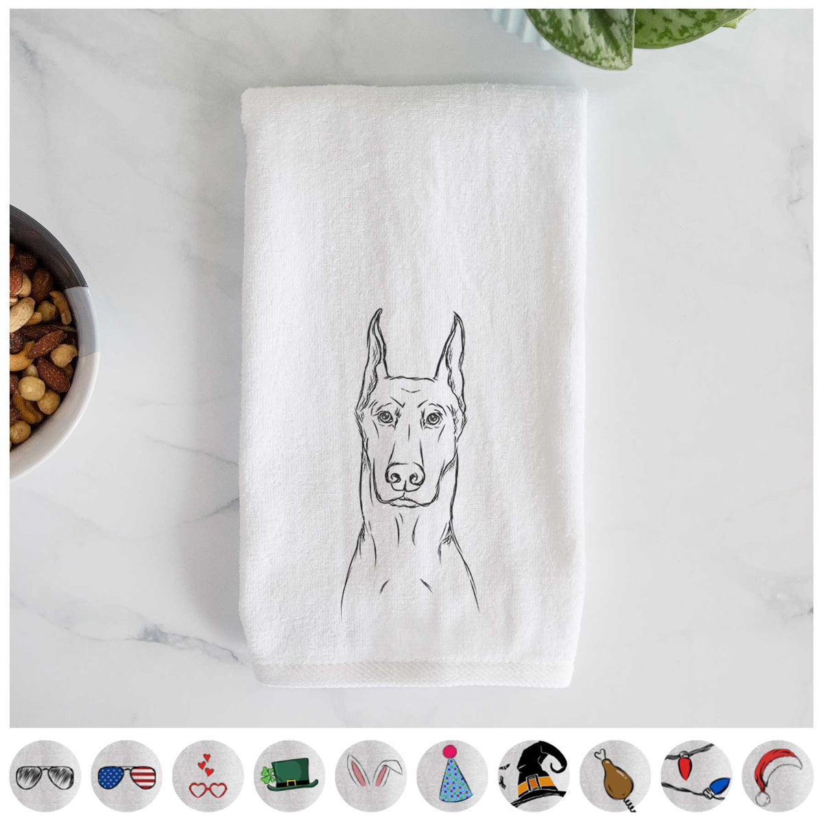 Ace the Doberman Pinscher Decorative Hand Towel