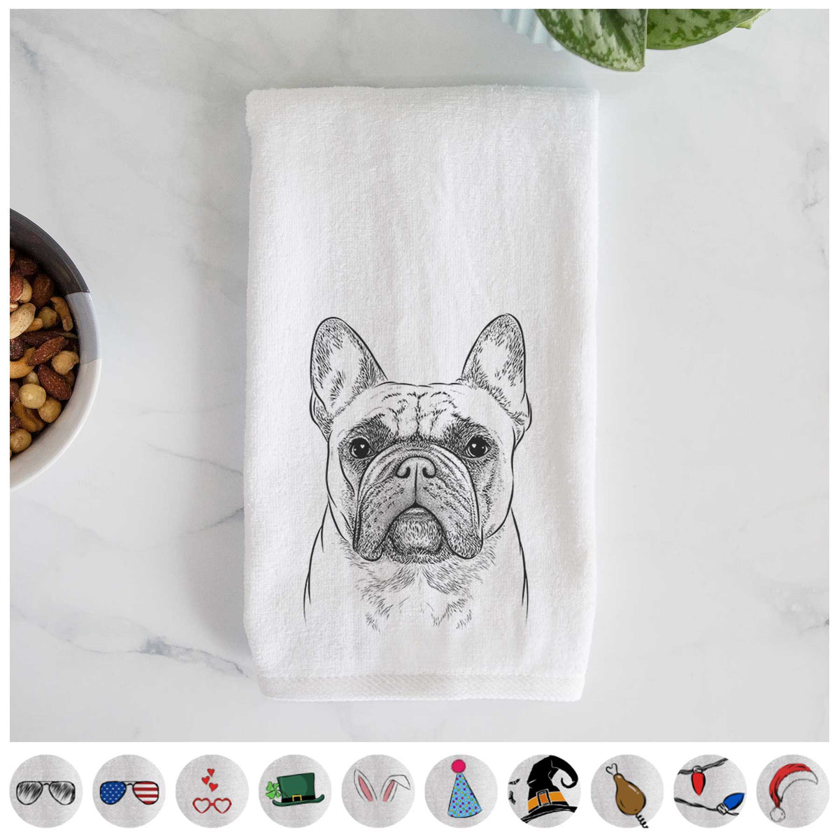 Acelynn the French Bulldog Decorative Hand Towel