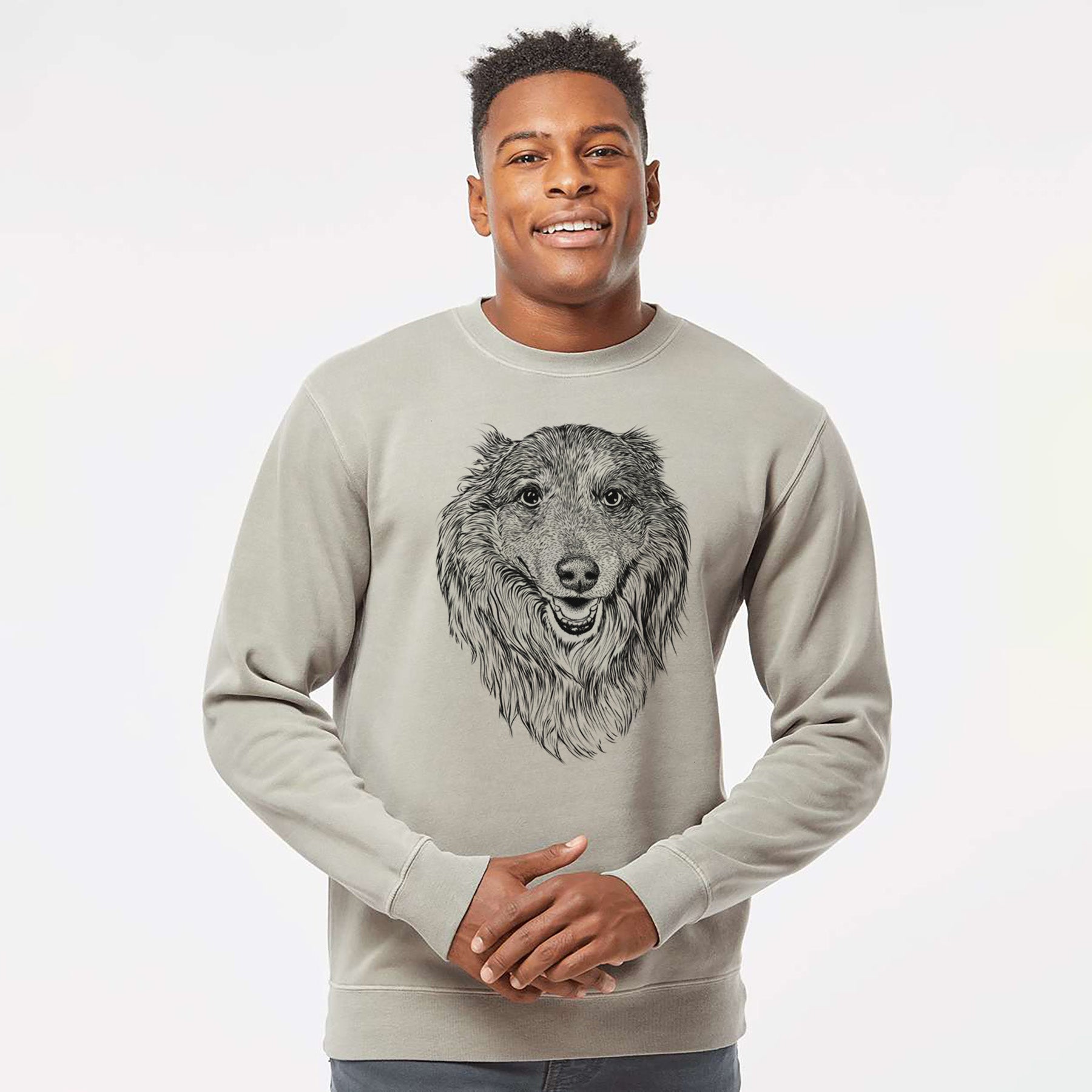 Bare Addie the Collie Mix - Unisex Pigment Dyed Crew Sweatshirt