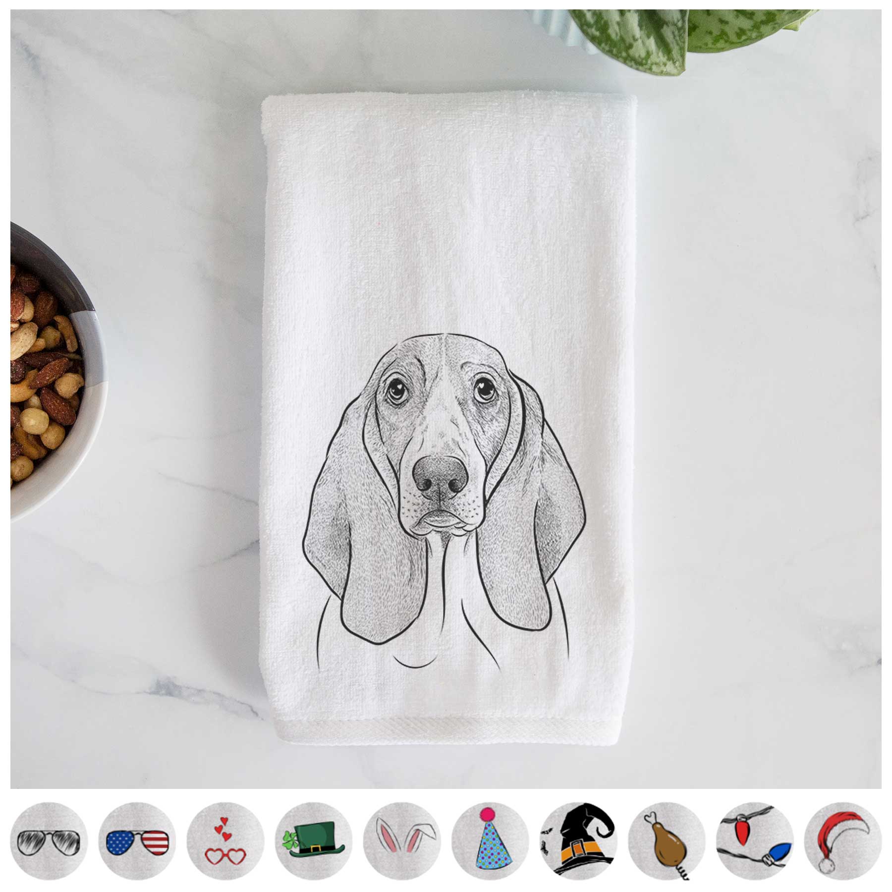 Addison the Basset Hound Decorative Hand Towel