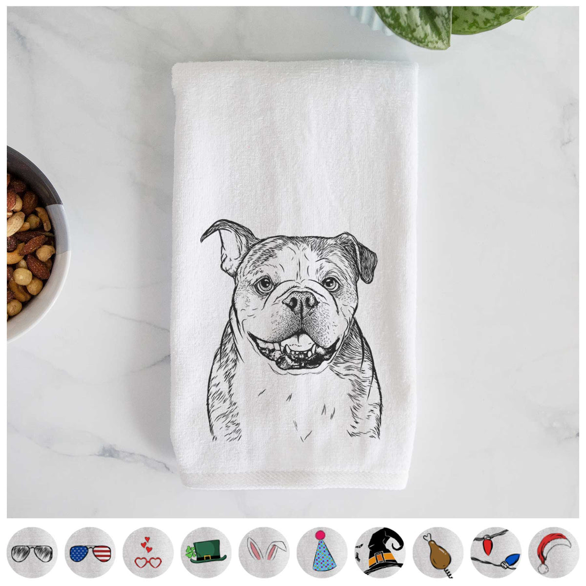 Agatha the Boston Bulldog Decorative Hand Towel