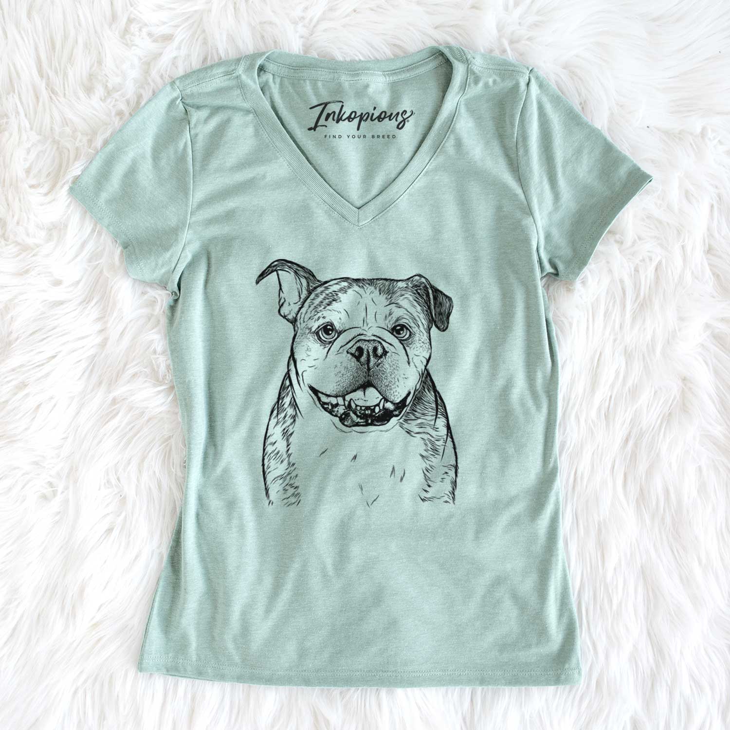 Bare Agatha the Boston Bulldog - Women's V-neck Shirt