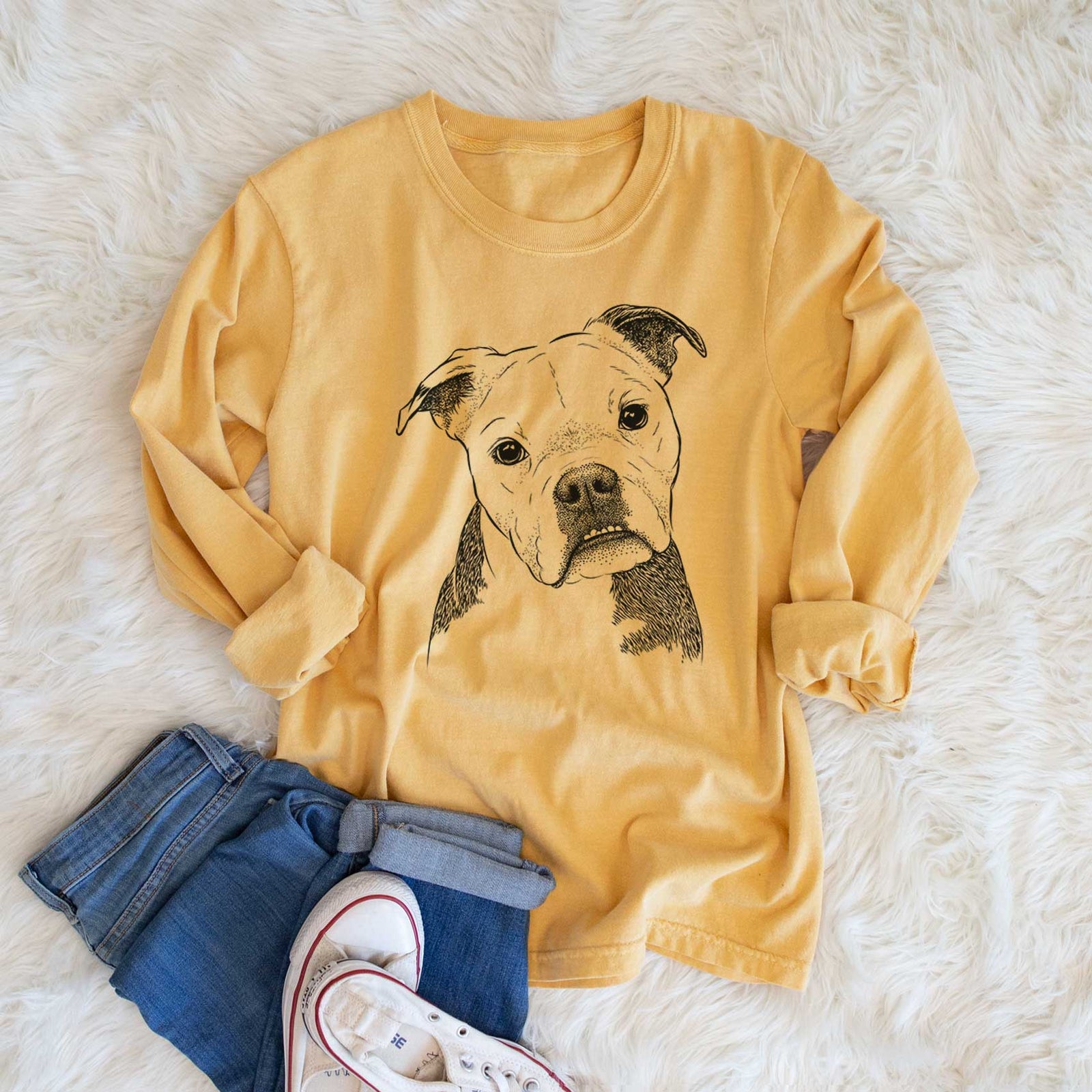 Bare Aggy the Olde English Bulldogge - Heavyweight 100% Cotton Long Sleeve