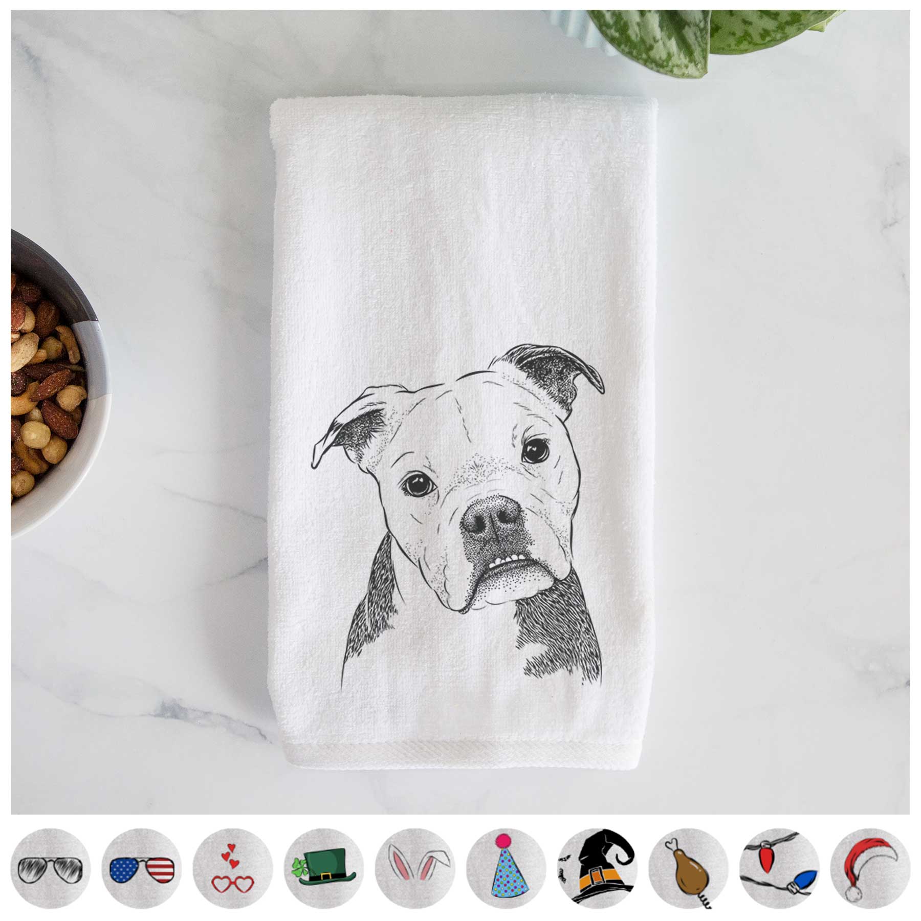 Aggy the Olde English Bulldogge Decorative Hand Towel