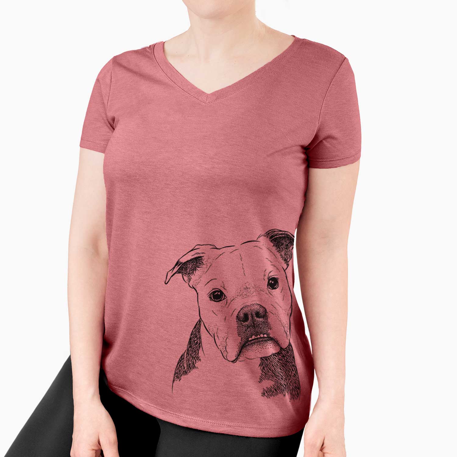 Bare Aggy the Olde English Bulldogge - Women's V-neck Shirt