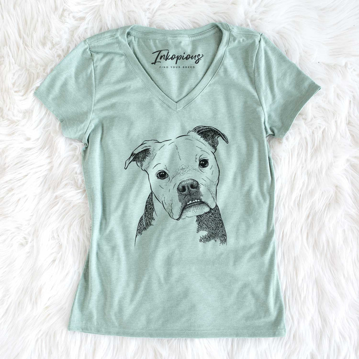 Bare Aggy the Olde English Bulldogge - Women&#39;s V-neck Shirt