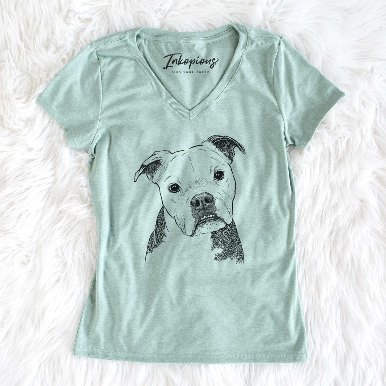 Bare Aggy the Olde English Bulldogge - Women's V-neck Shirt