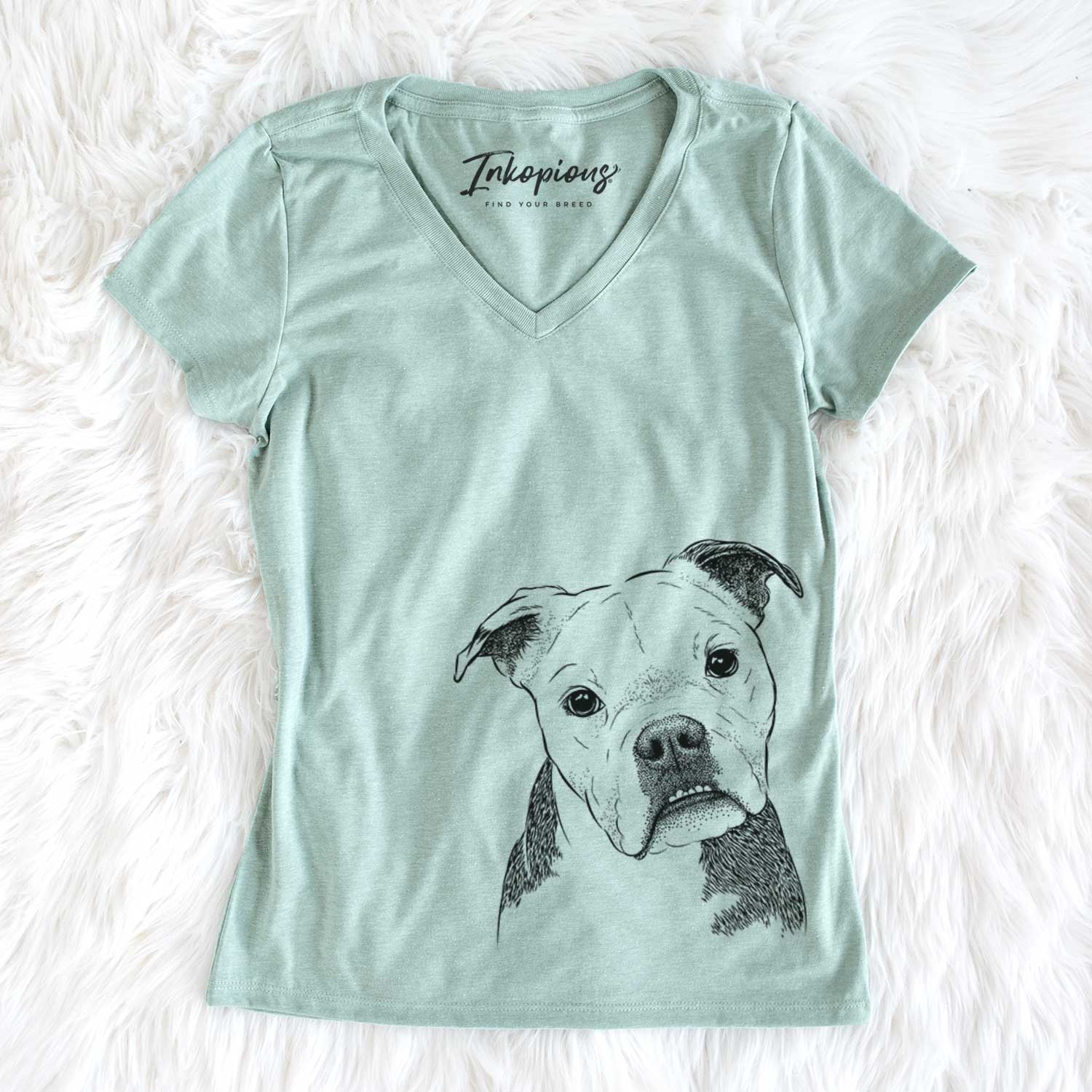 Bare Aggy the Olde English Bulldogge - Women's V-neck Shirt