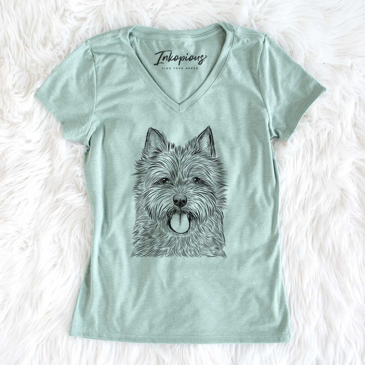 Bare Alfie the Norwich Terrier - Women&#39;s V-neck Shirt