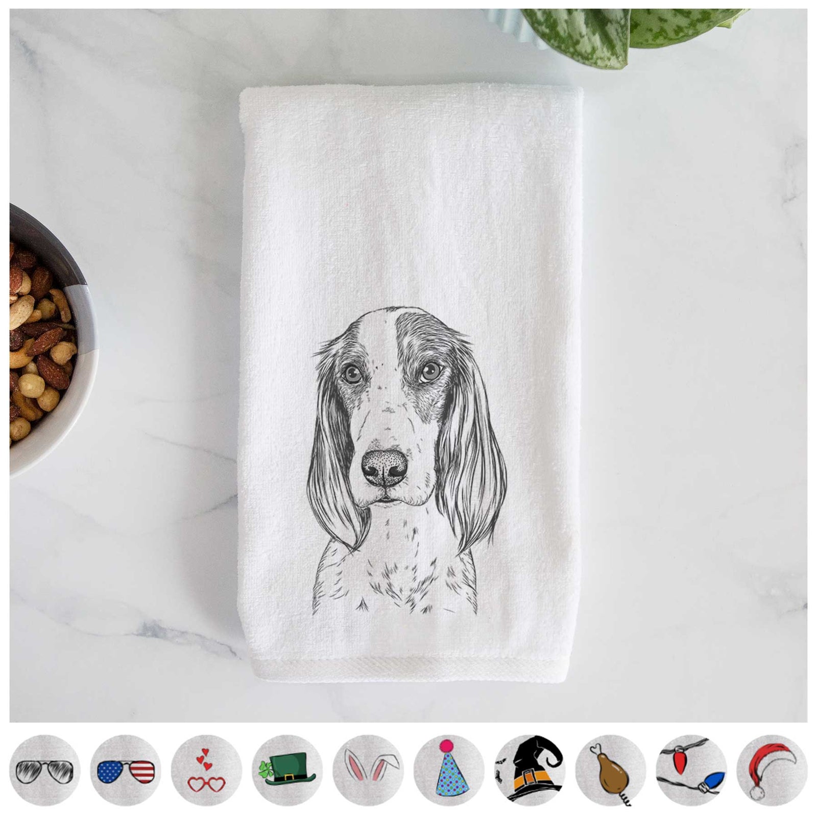 Aline the Irish Red and White Setter Decorative Hand Towel