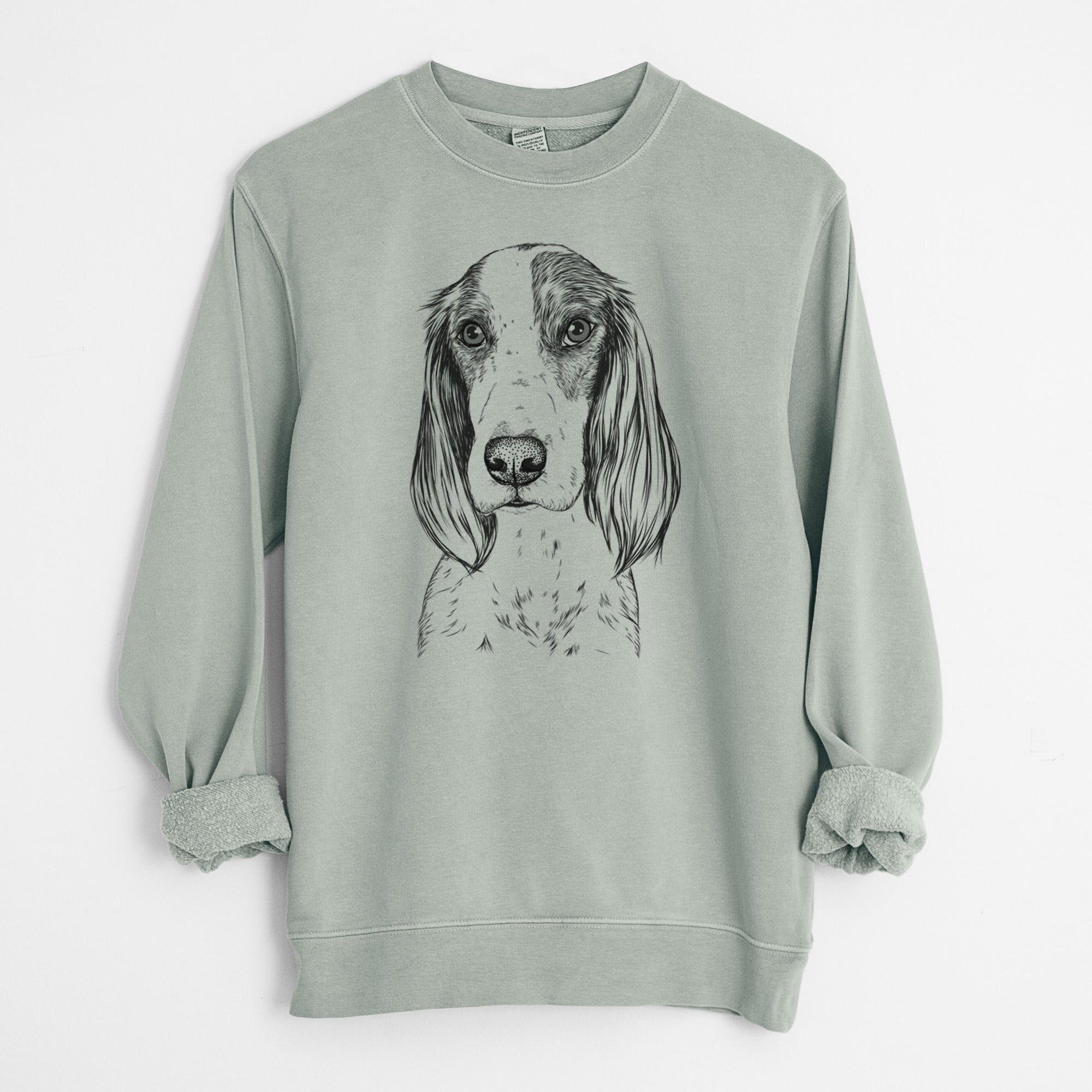 Bare Aline the Irish Red and White Setter - Unisex Pigment Dyed Crew Sweatshirt