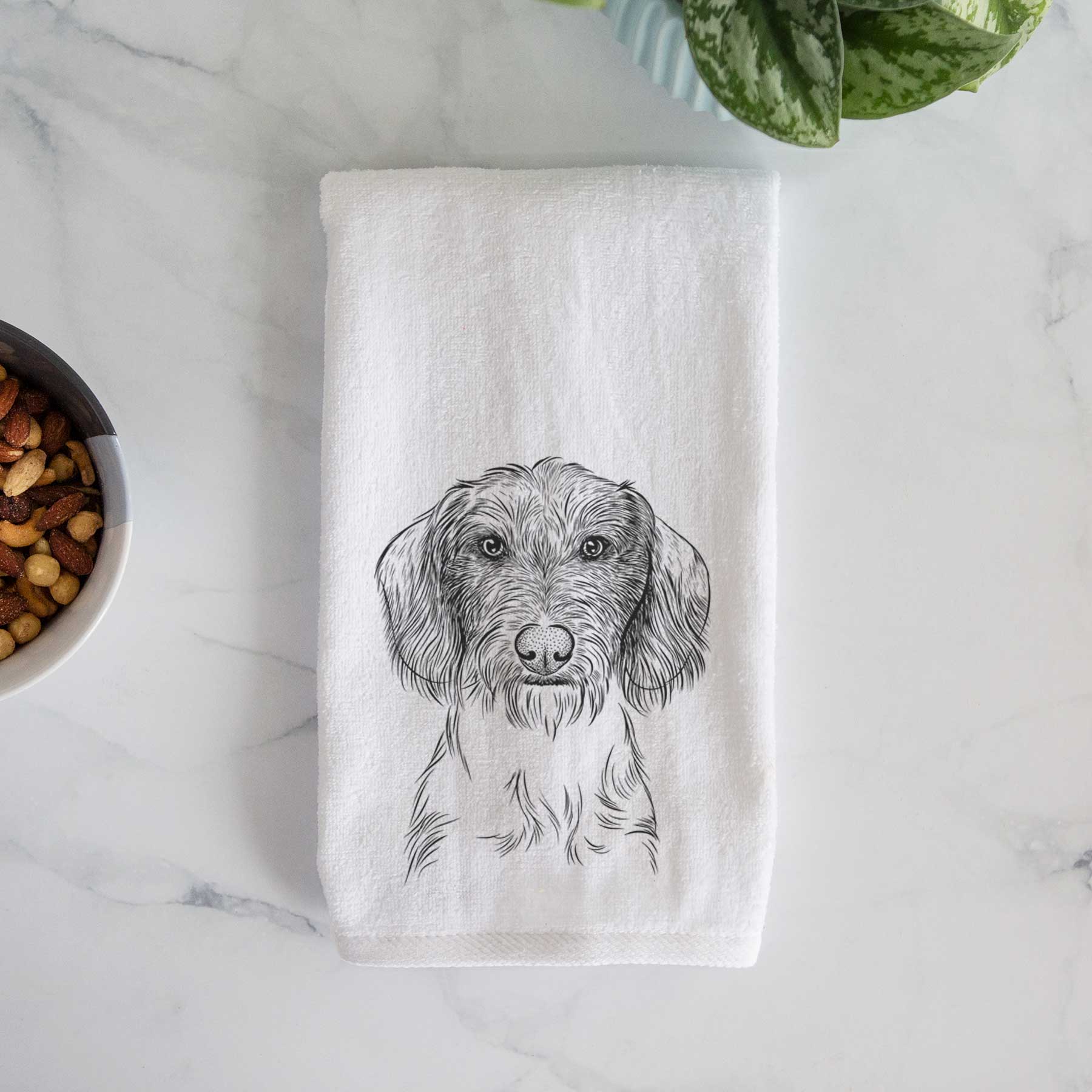 Almond the Wirehaired Dachshund Decorative Hand Towel