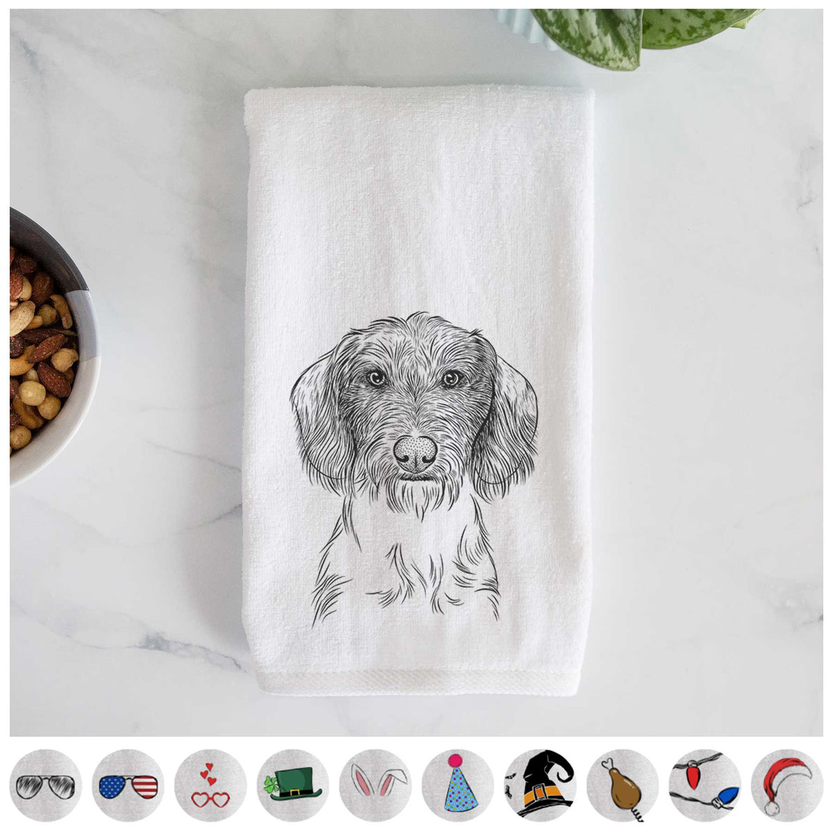 Almond the Wirehaired Dachshund Decorative Hand Towel