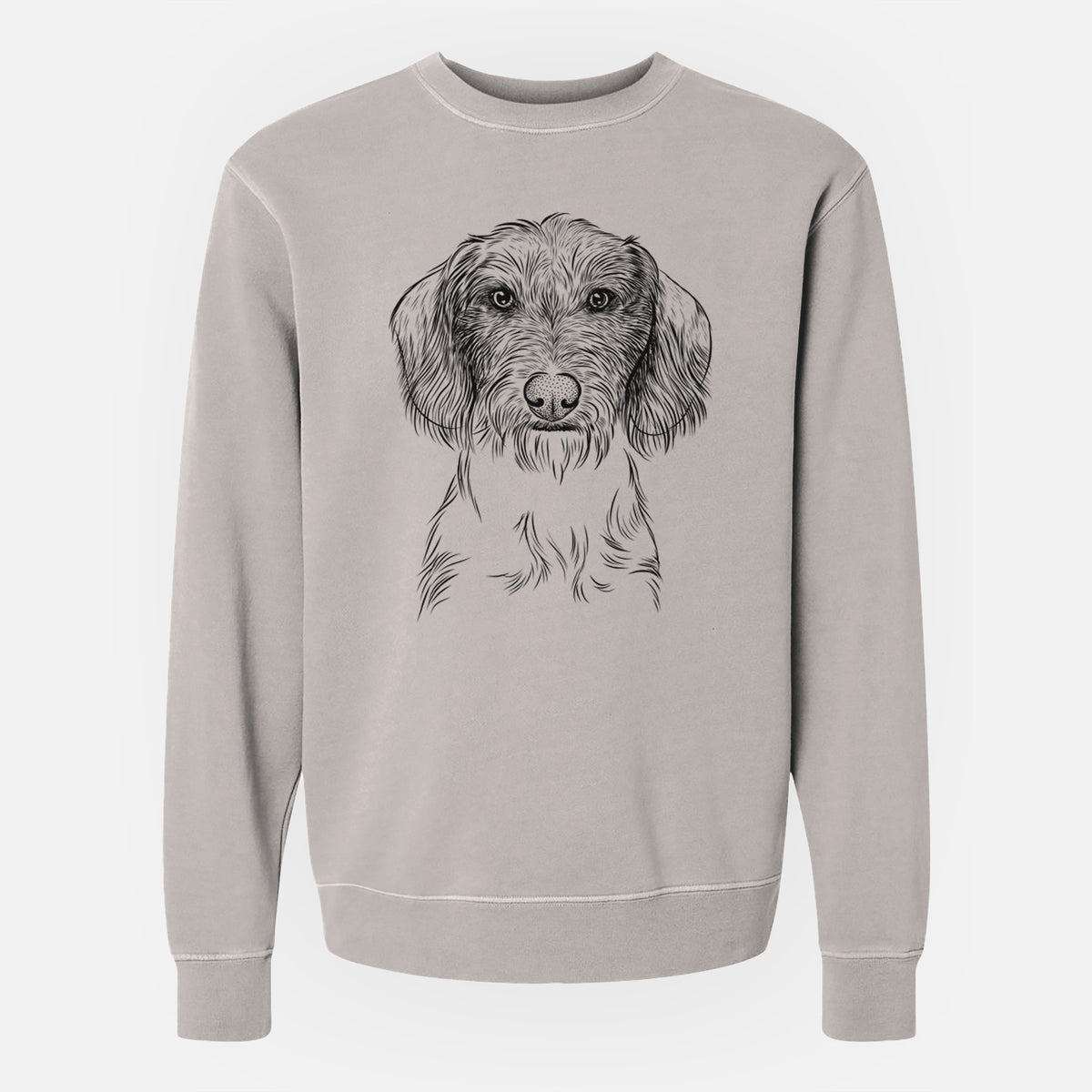 Bare Almond the Wirehaired Dachshund - Unisex Pigment Dyed Crew Sweatshirt