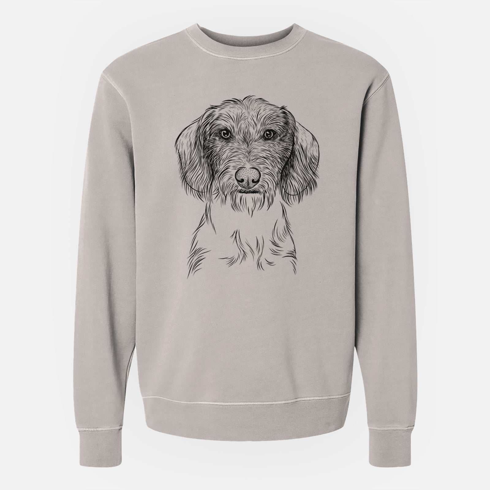 Bare Almond the Wirehaired Dachshund - Unisex Pigment Dyed Crew Sweatshirt