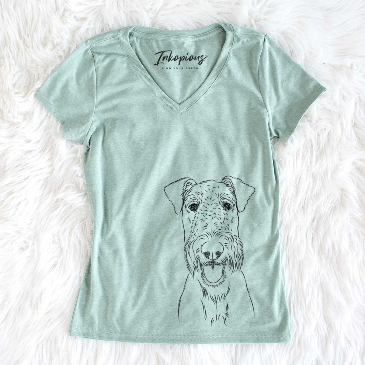 Bare Andy the Airedale Terrier - Women's V-neck Shirt
