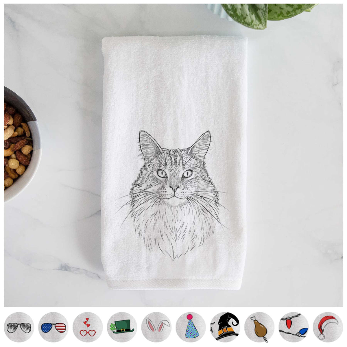 Angel the Maine Coon Cat Decorative Hand Towel