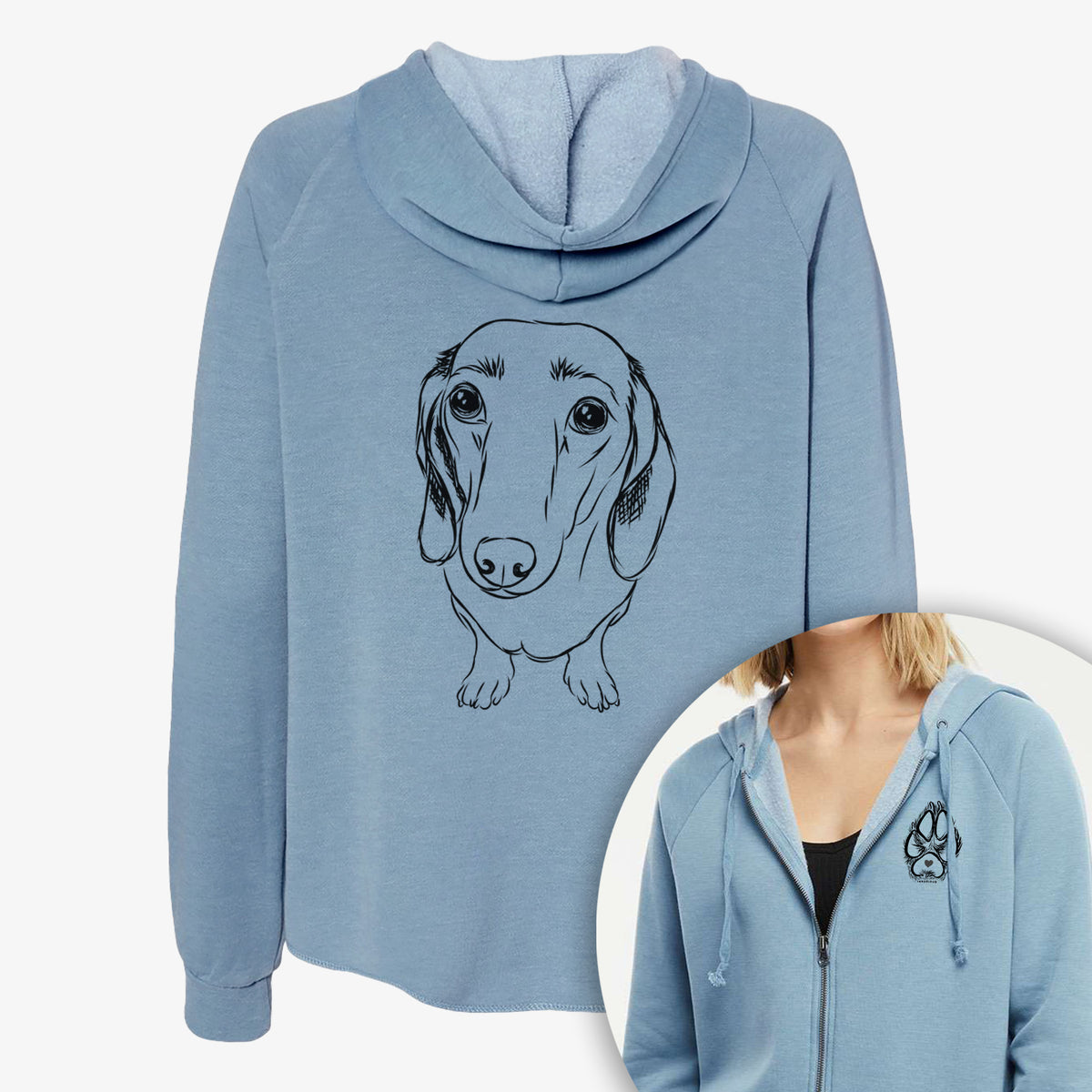 Annabelle the Dachshund - Women&#39;s Cali Wave Zip-Up Sweatshirt