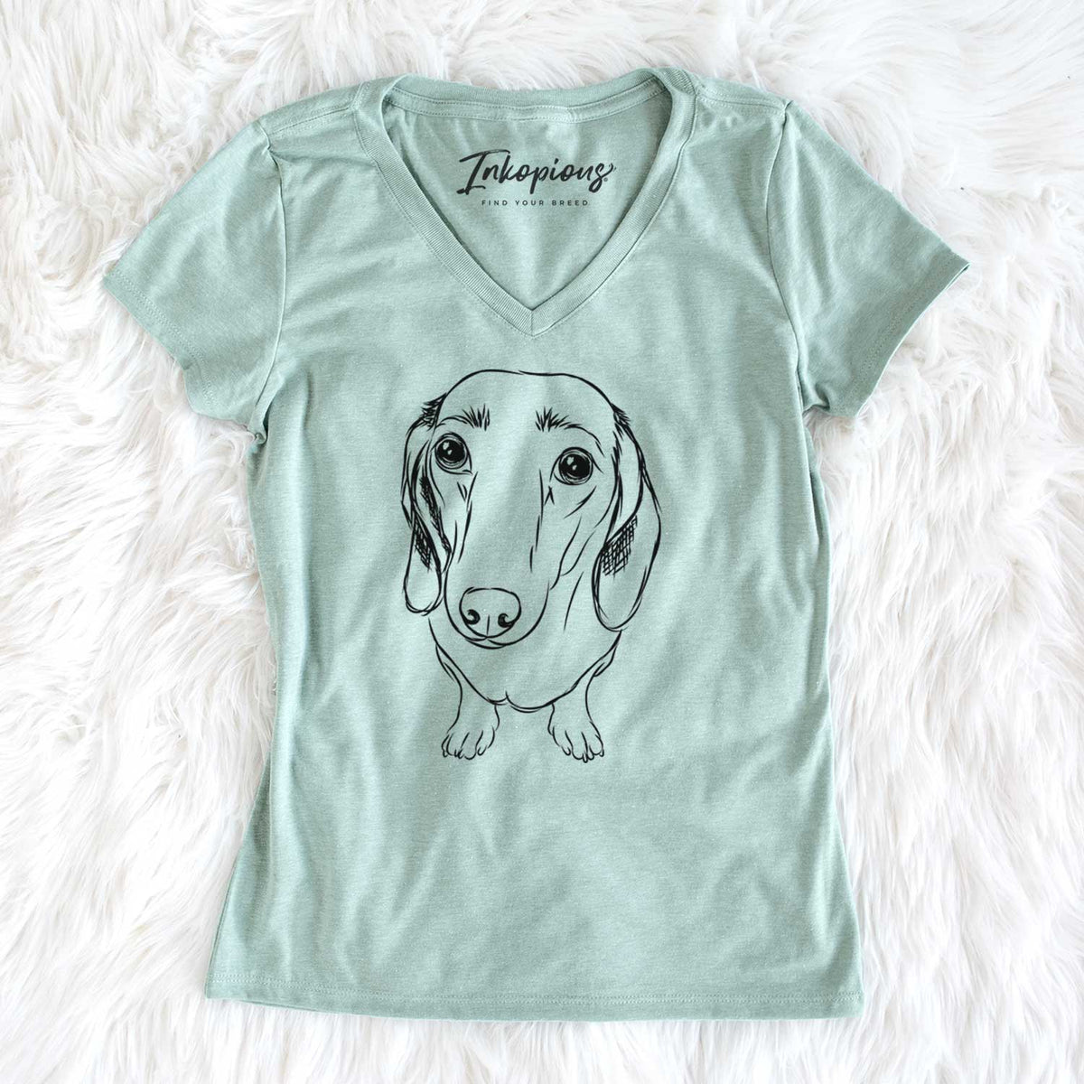 Bare Annabelle the Dachshund - Women&#39;s V-neck Shirt