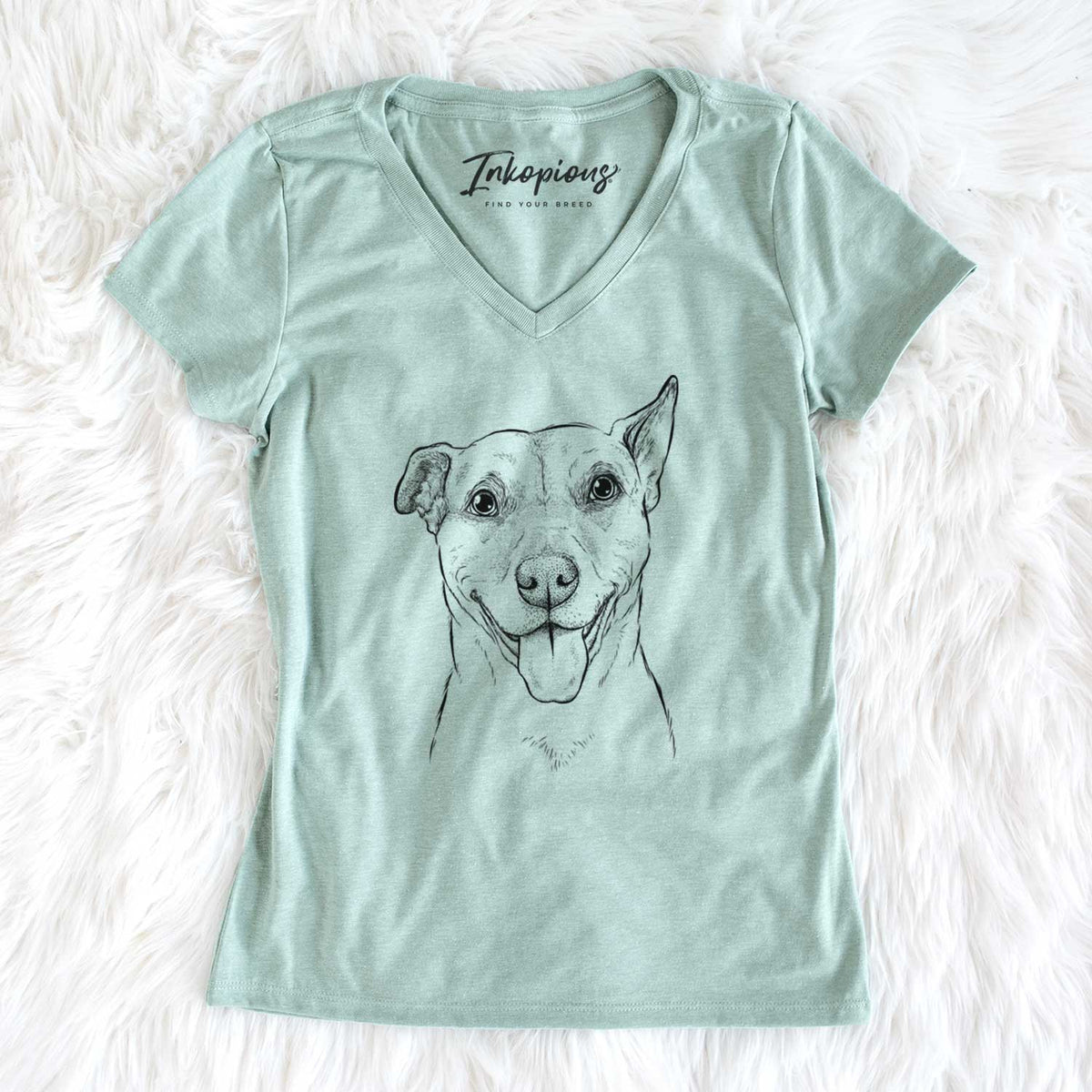 Bare Annie Belle the Pitbull Mix - Women&#39;s V-neck Shirt