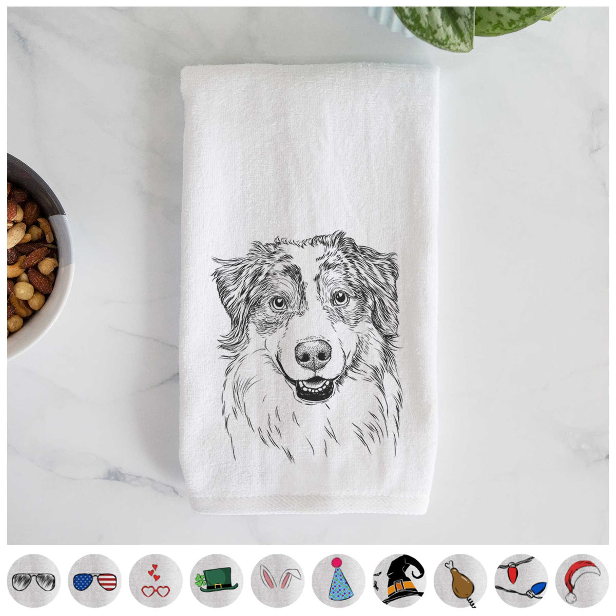 Aonghus the Australian Shepherd Decorative Hand Towel