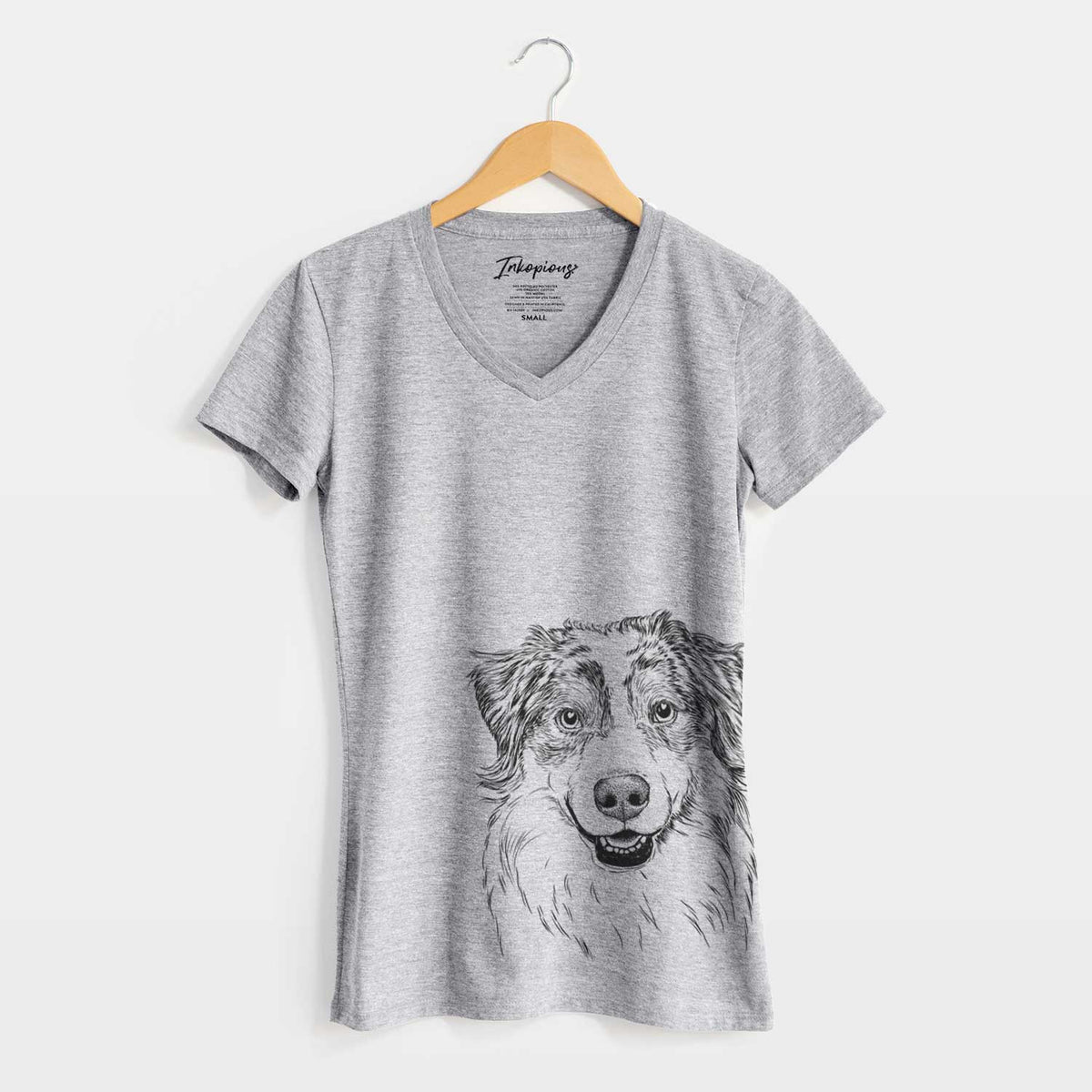 Bare Aonghus the Australian Shepherd - Women's V-neck Shirt