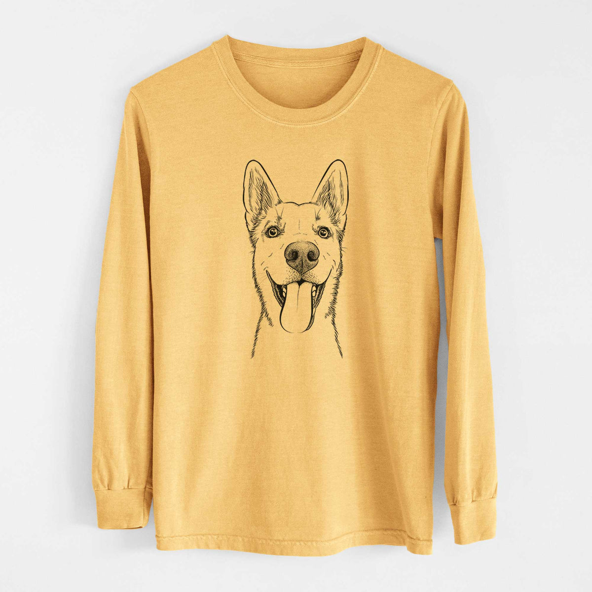 Bare Arlo the Husky Shepherd Mix - Heavyweight 100% Cotton Long Sleeve