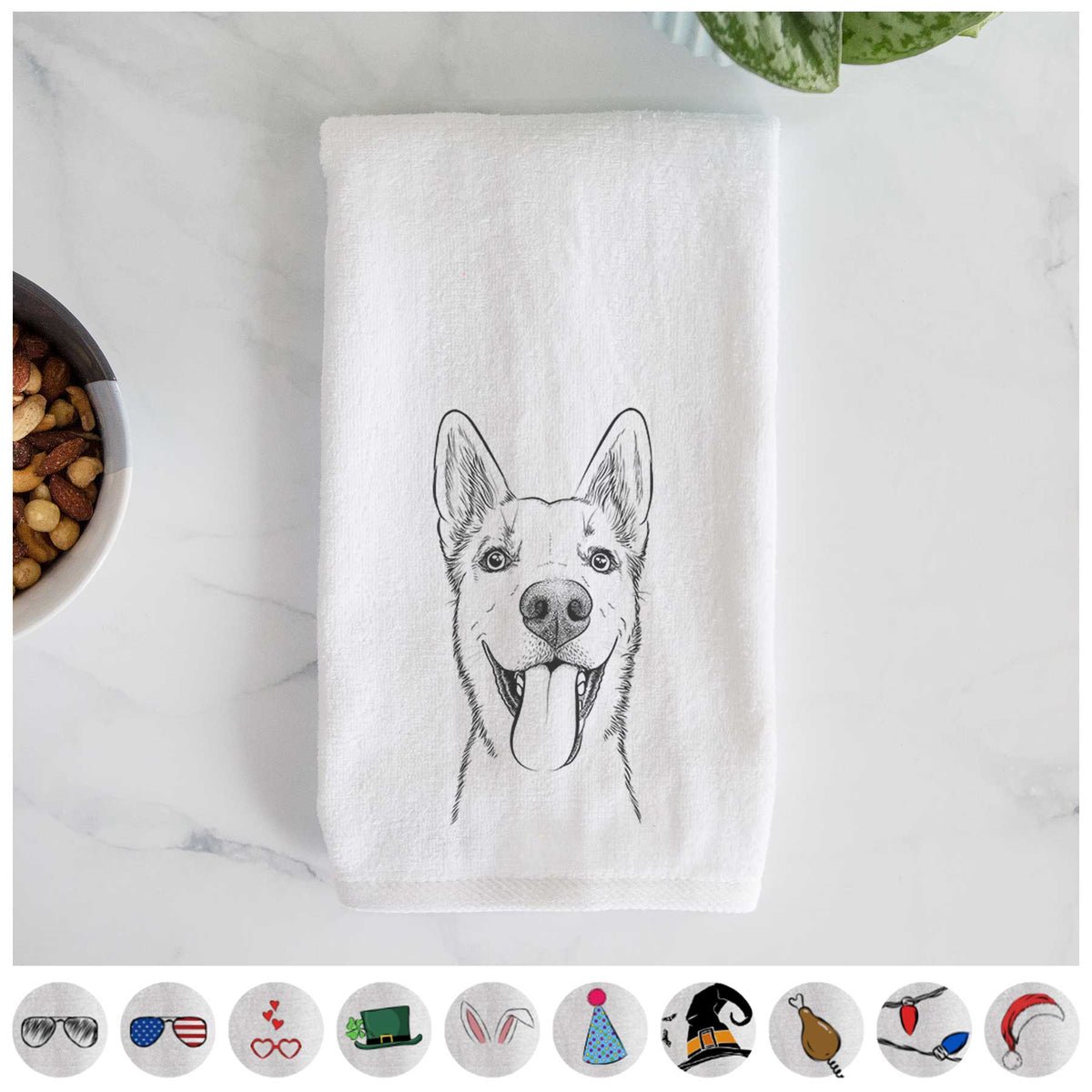 Arlo the Husky Shepherd Mix Decorative Hand Towel