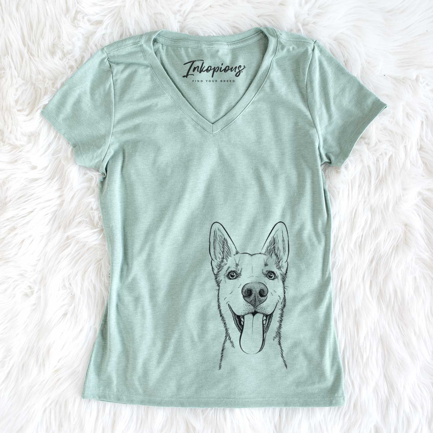 Bare Arlo the Husky Shepherd Mix - Women's V-neck Shirt