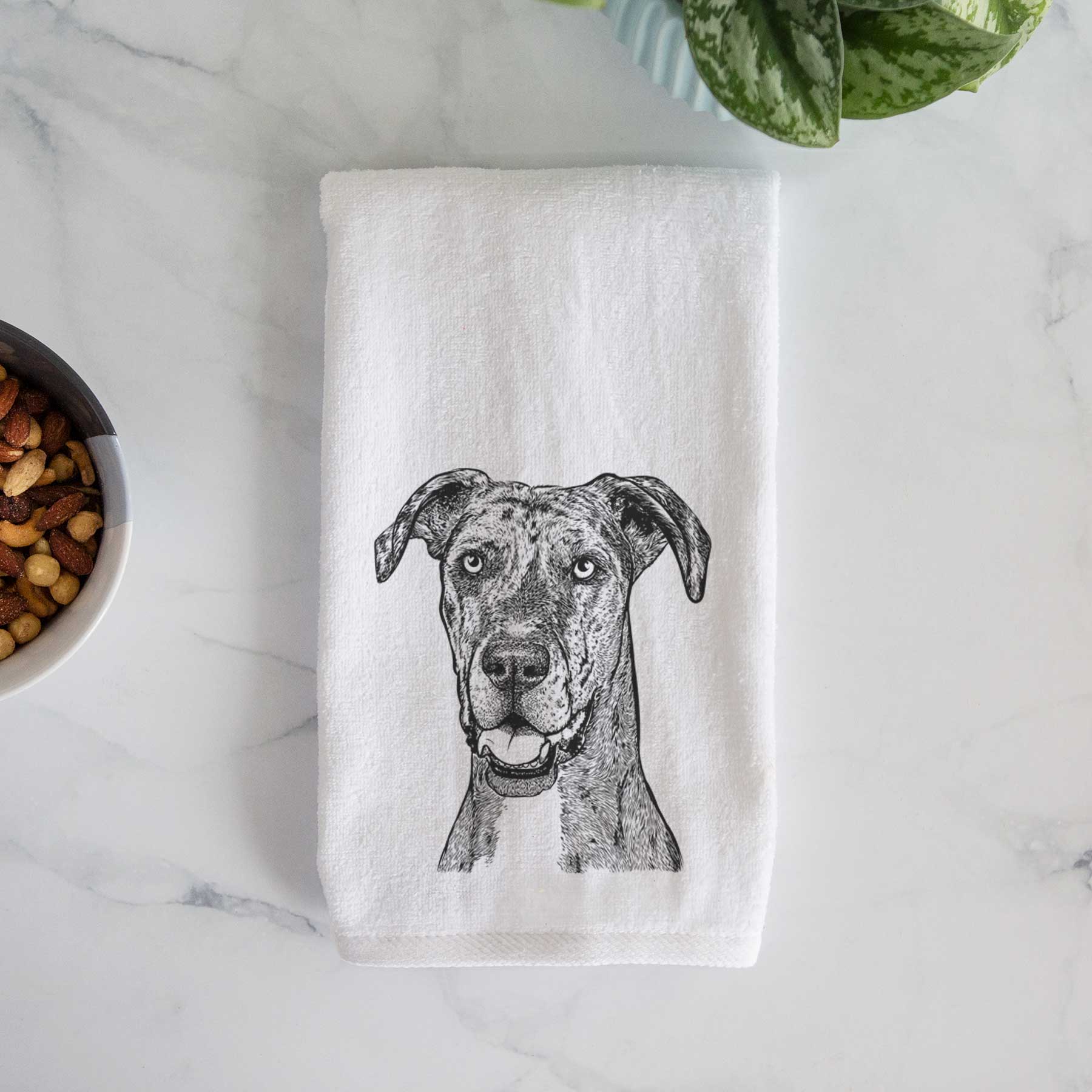 Athena the Merle Great Dane Decorative Hand Towel