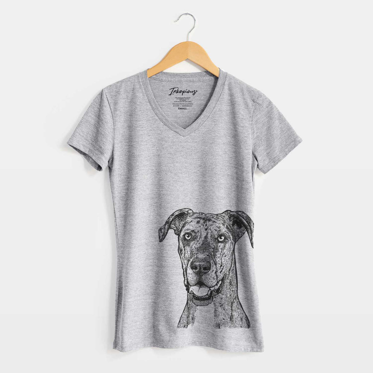 Bare Athena the Merle Great Dane - Women's V-neck Shirt
