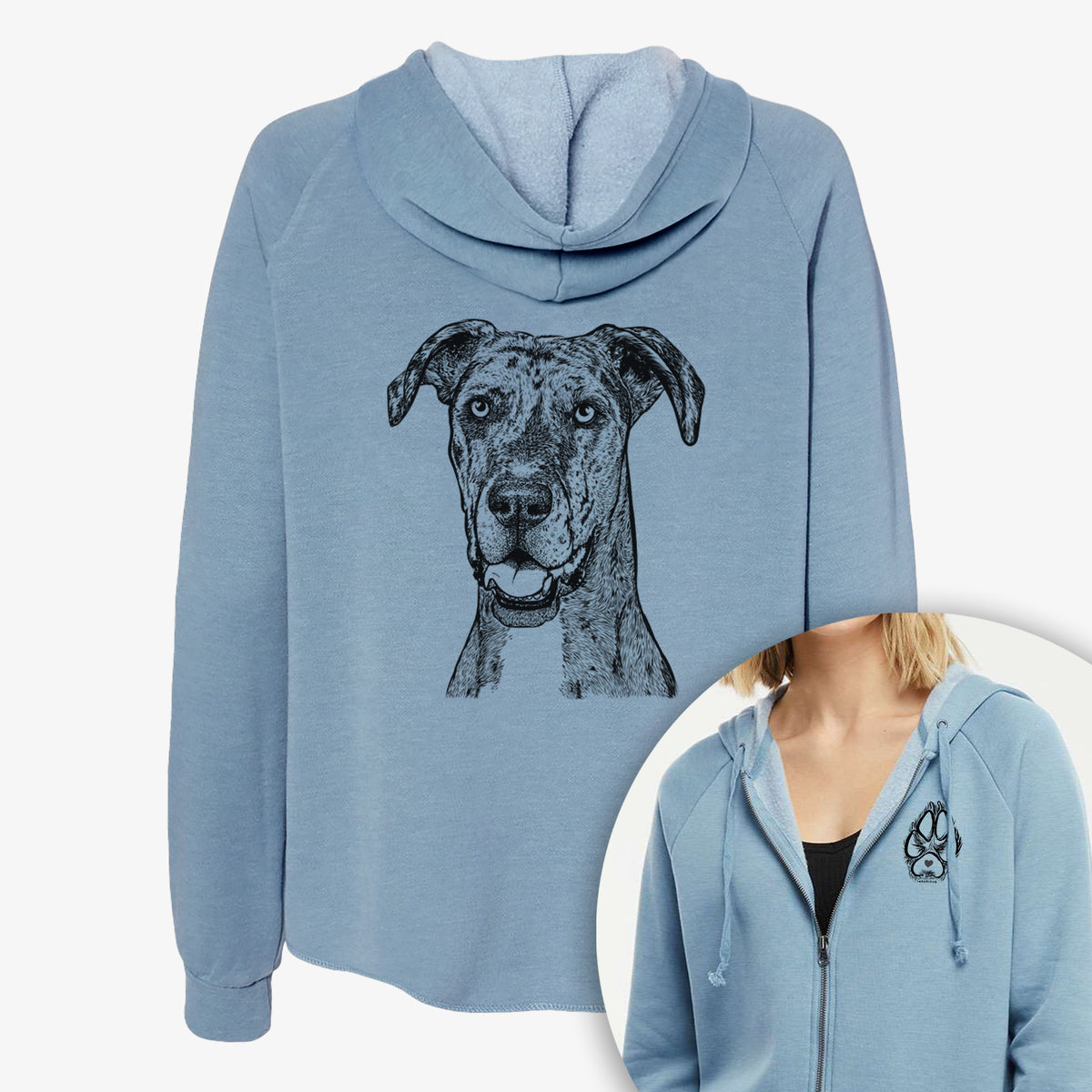 Athena the Merle Great Dane - Women&#39;s Cali Wave Zip-Up Sweatshirt