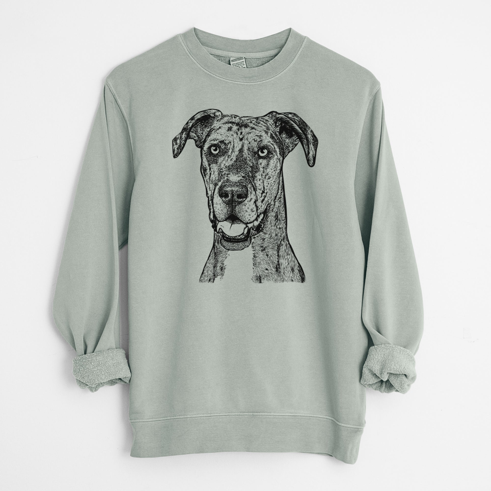 Bare Athena the Merle Great Dane - Unisex Pigment Dyed Crew Sweatshirt