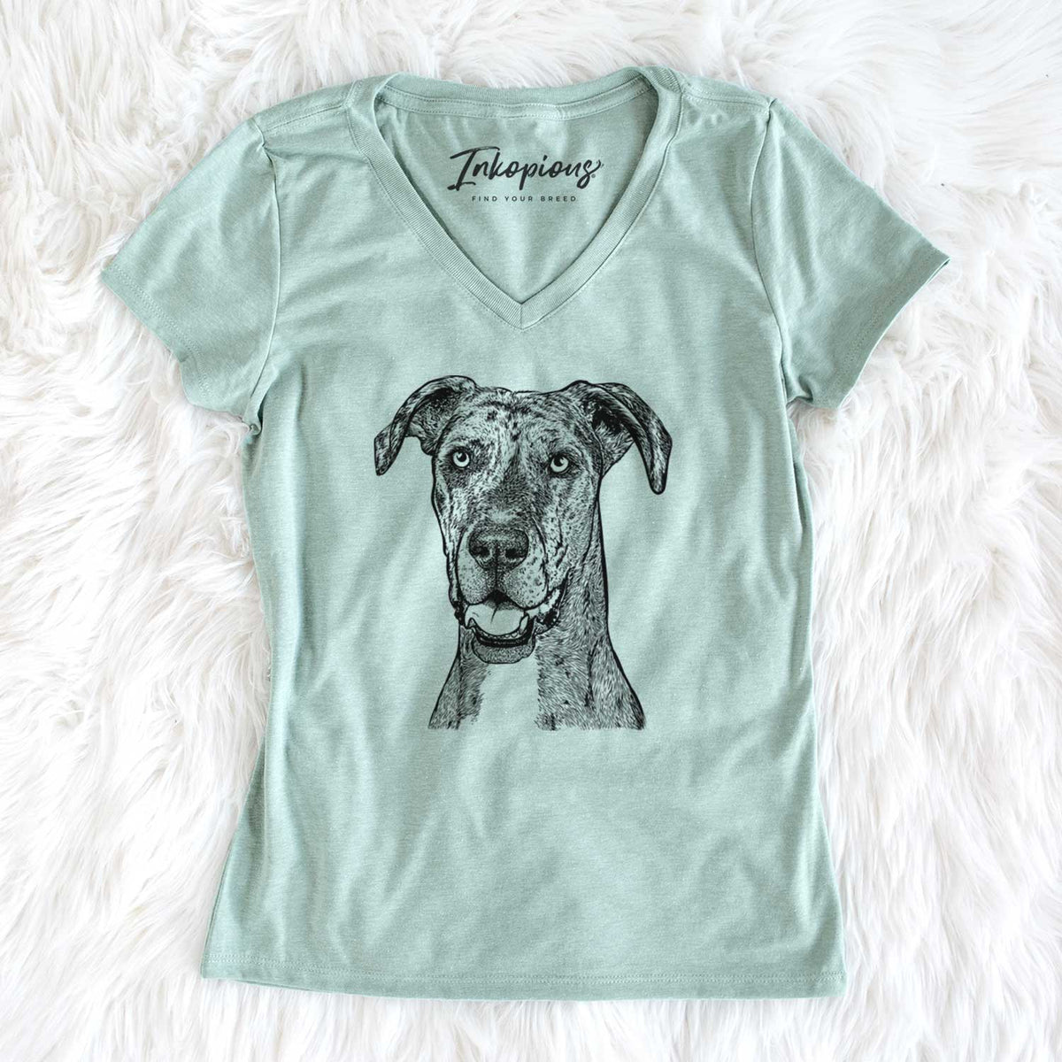 Bare Athena the Merle Great Dane - Women&#39;s V-neck Shirt