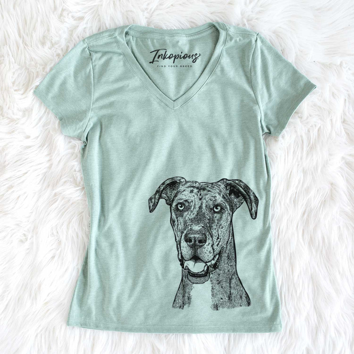 Bare Athena the Merle Great Dane - Women's V-neck Shirt