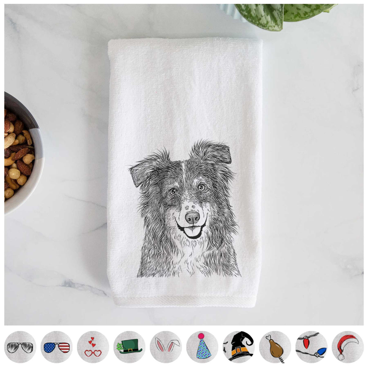 Aushe the Australian Shepherd Decorative Hand Towel