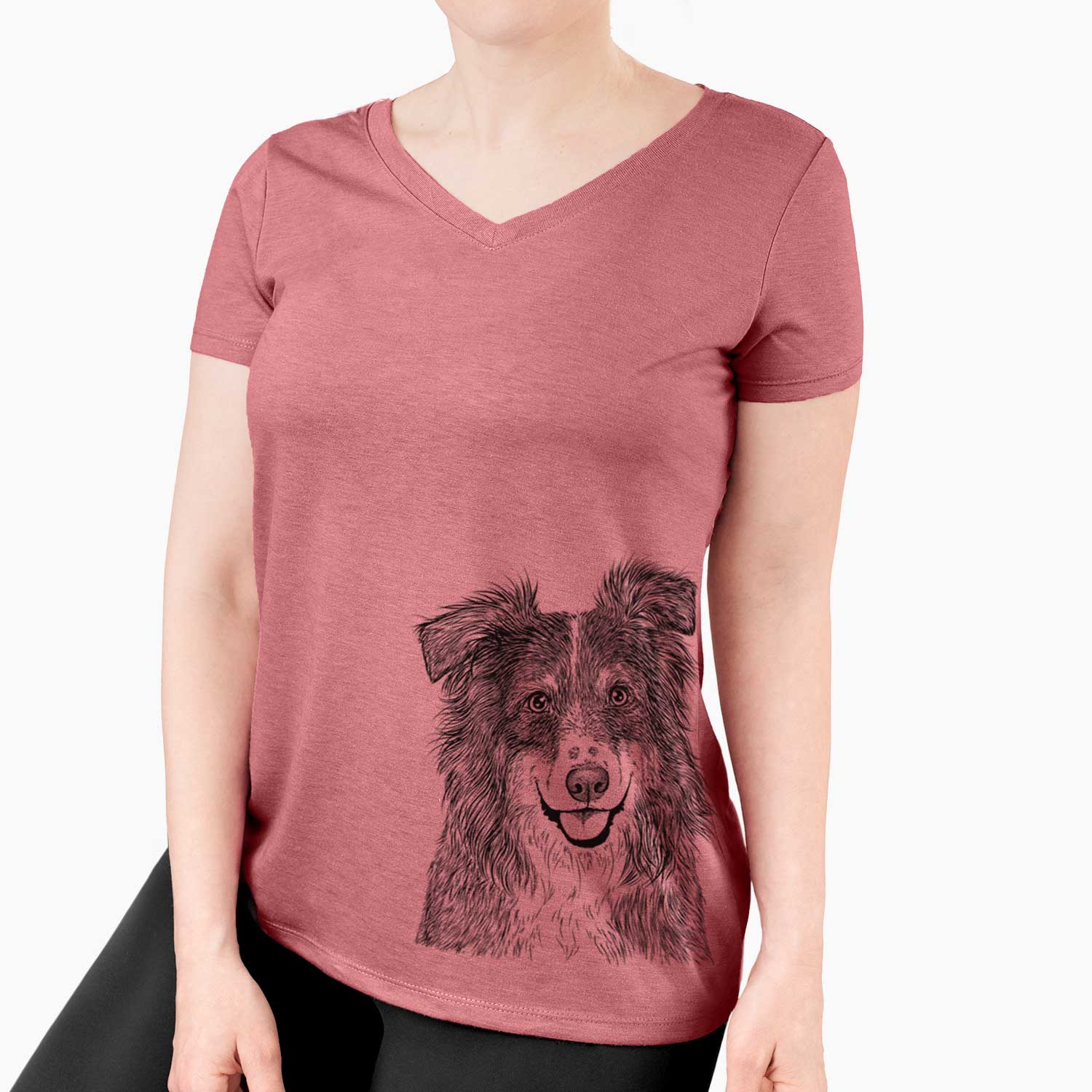 Bare Aushe the Australian Shepherd - Women's V-neck Shirt