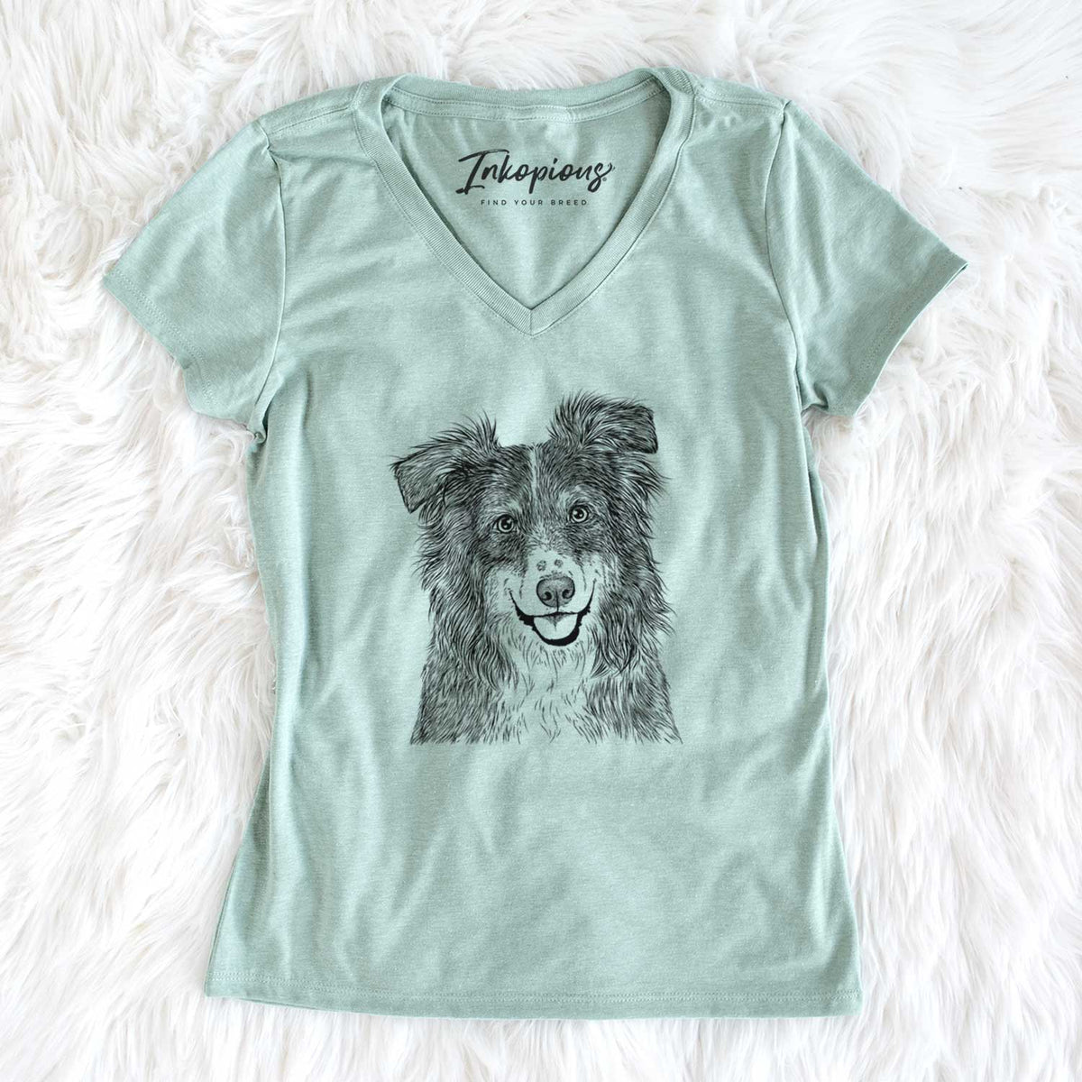 Bare Aushe the Australian Shepherd - Women&#39;s V-neck Shirt