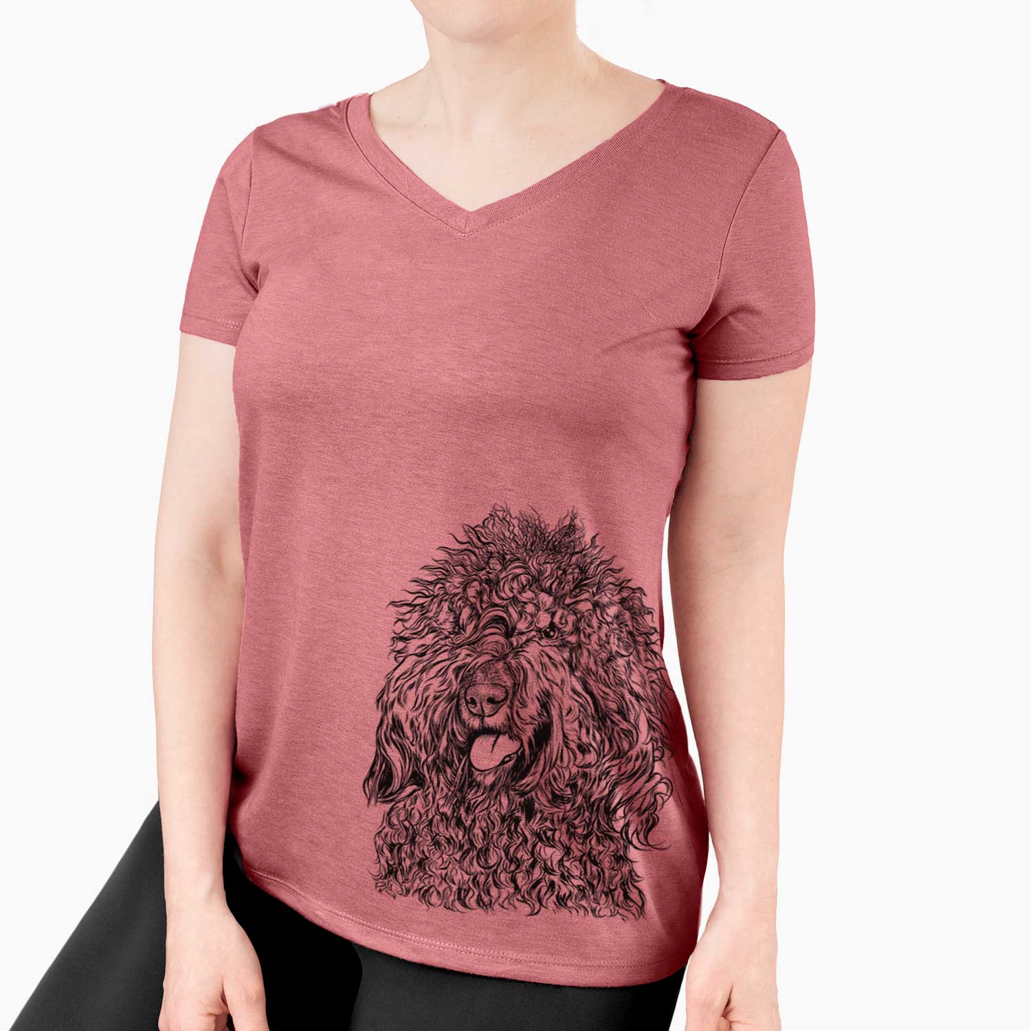 Bare Babs the Barbet - Women's V-neck Shirt