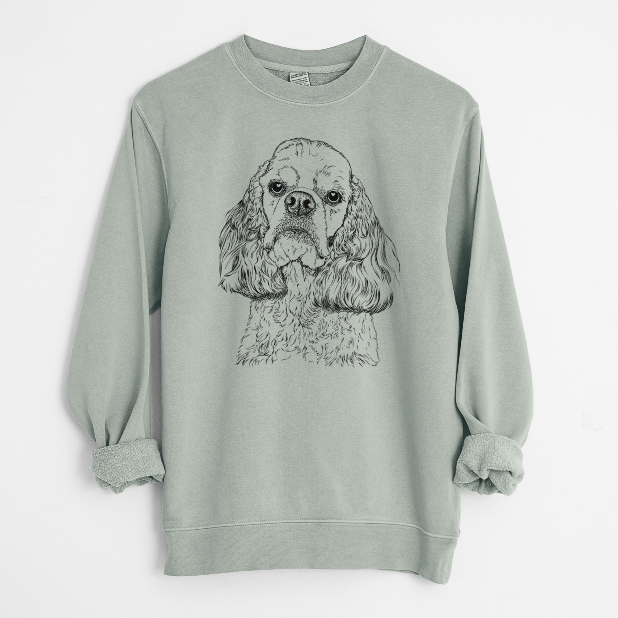 Bare Bailey the American Cocker Spaniel - Unisex Pigment Dyed Crew Sweatshirt