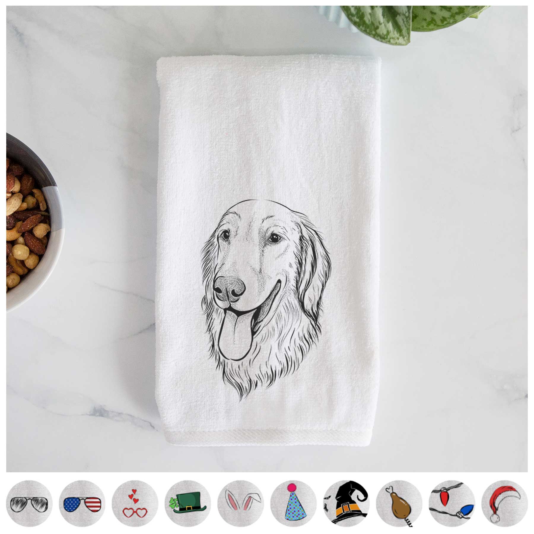 Bailey the Golden Retriever Decorative Hand Towel