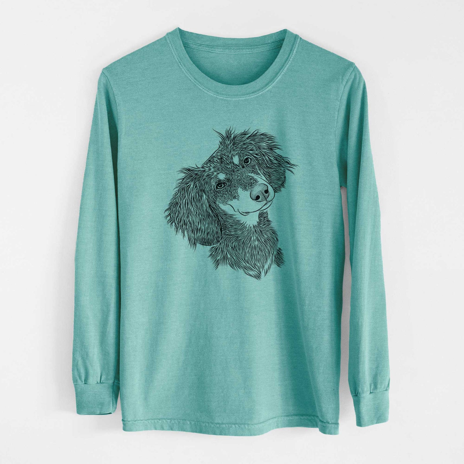 Bare Bailey the Long Haired Dachshund - Heavyweight 100% Cotton Long Sleeve