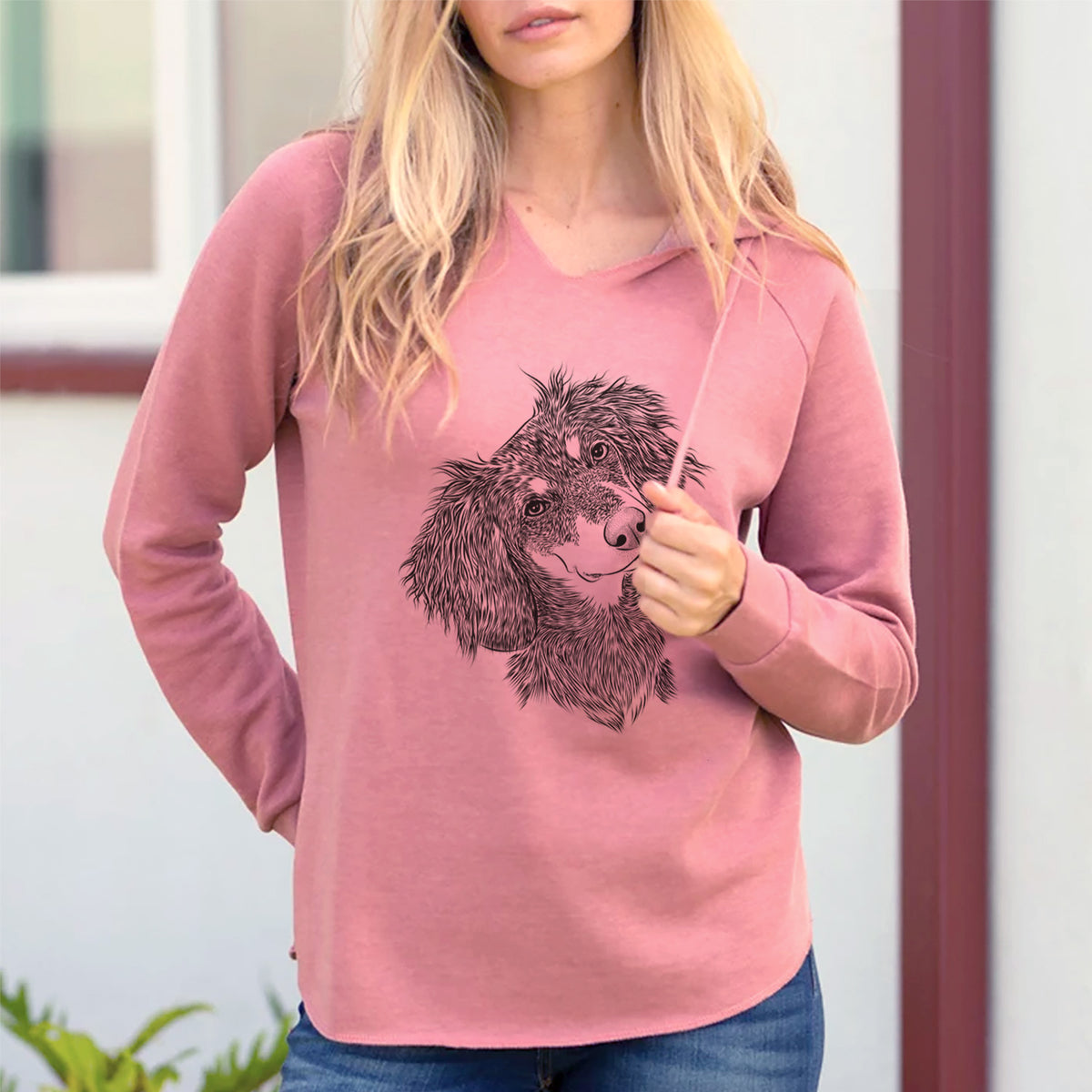 Bare Bailey the Long Haired Dachshund - Cali Wave Hooded Sweatshirt