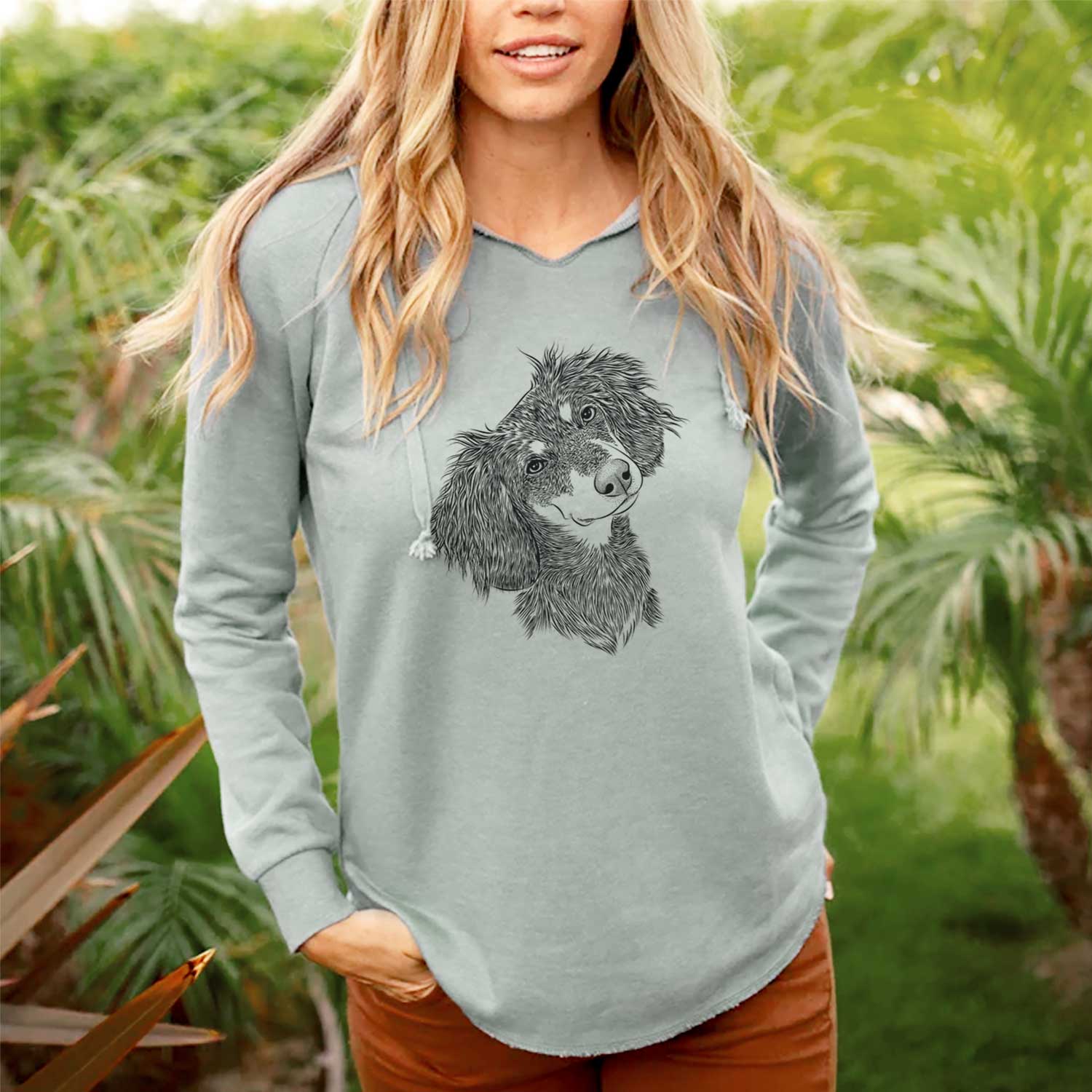 Bailey the Long Haired Dachshund - Cali Wave Hooded Sweatshirt